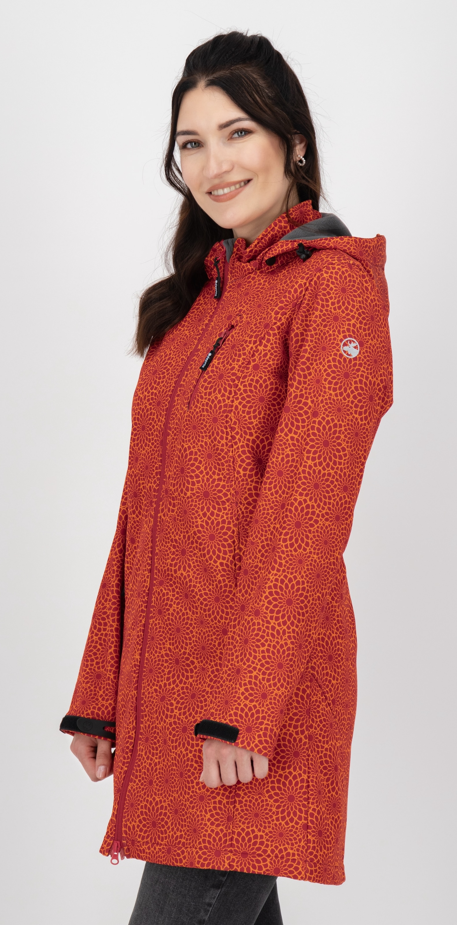 DEPROC Active Softshelljacke »SHELBY LONG«, leichter Softshell Kurzmantel mit abnehmbarer Kapuze