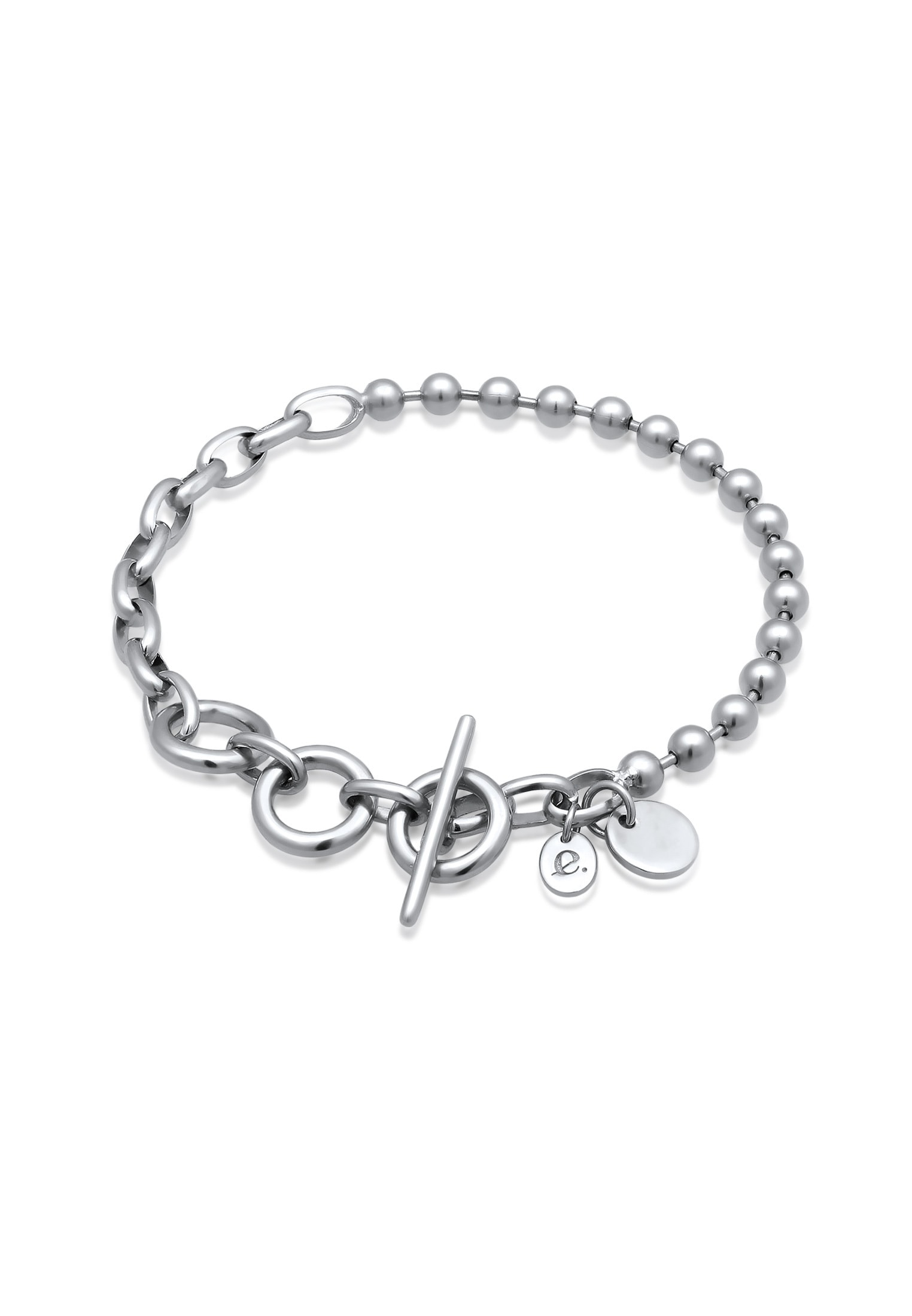 "Armkette ELLI PREMIUM ""Armband Kugel Gliederkette Rund Knebel-Verschluß 925 Sterling Silber"" Gr. 190, silber, Armbänder, Damen, Silber 925