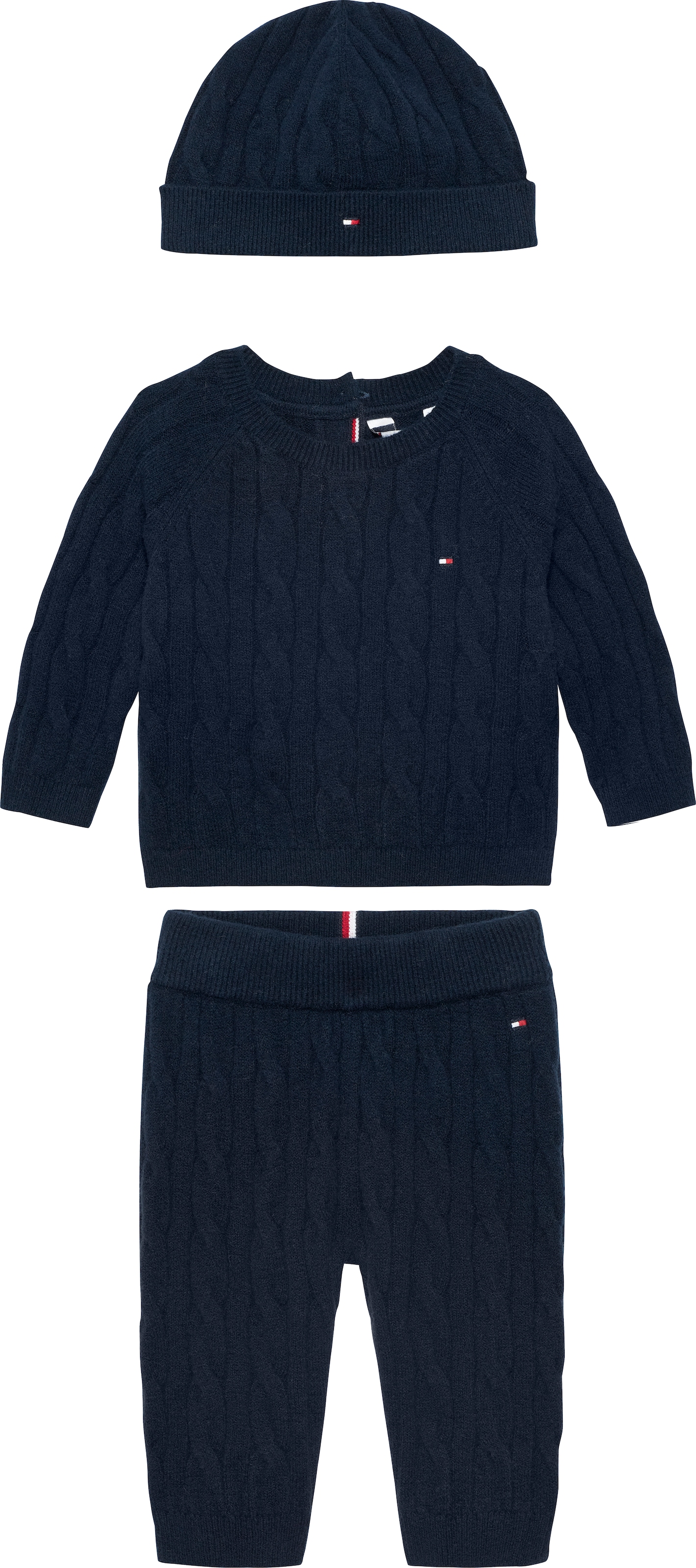 Tommy Hilfiger Herren Schwarz Night Navy Neugeborenen-Geschenkset "Cable Sweater Beanie Giftbox" 3 Stk. Pullover Hose & Mütze Für Babys erhältlich in Größe 62/68/74/80/86/92 von Baur