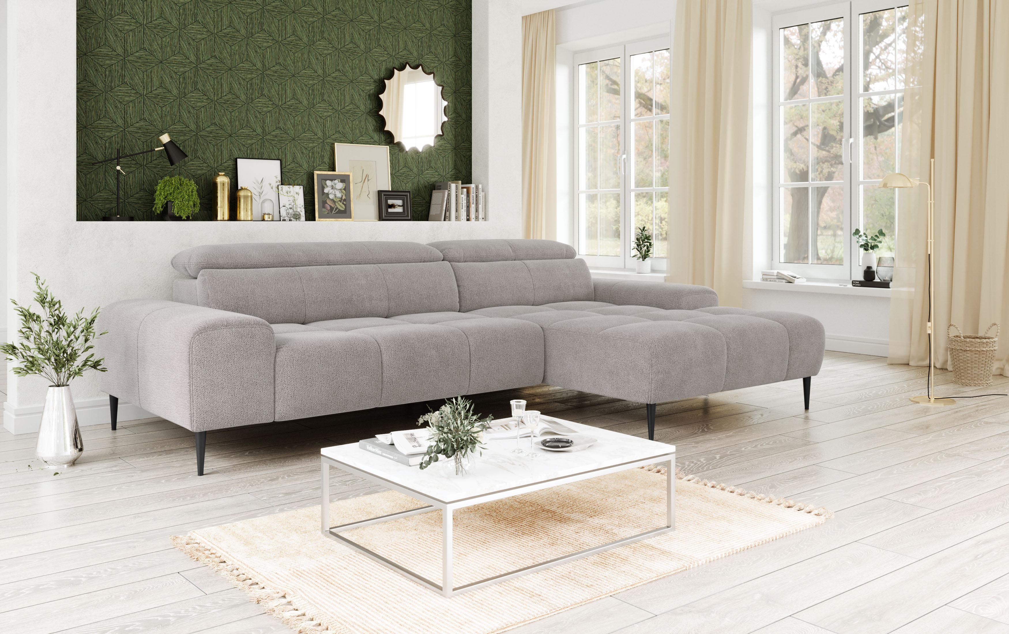 OTTO home Ecksofa "Theo L-Form, B: 290 cm" mit Kopfteilverstellung, optional Sitztiefenverstellung