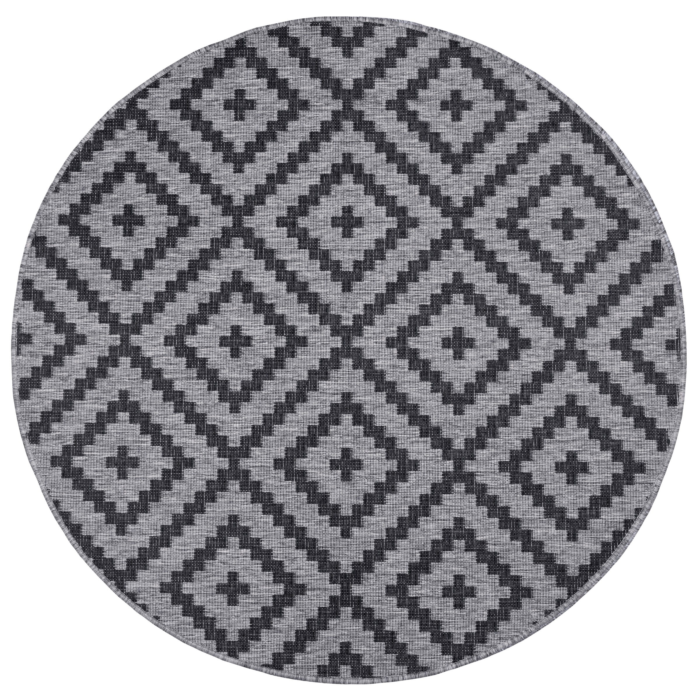 Teppich OTTO HOME "Ronda Wendeteppich", schwarz (anthrazit, schwarz), H:5mm Ø:200cm, Kunstfaser, Teppiche, Teppich, Sisal-Optik, Flachgewebe, In- und Outdoor, geometrisches Boho Design 3
