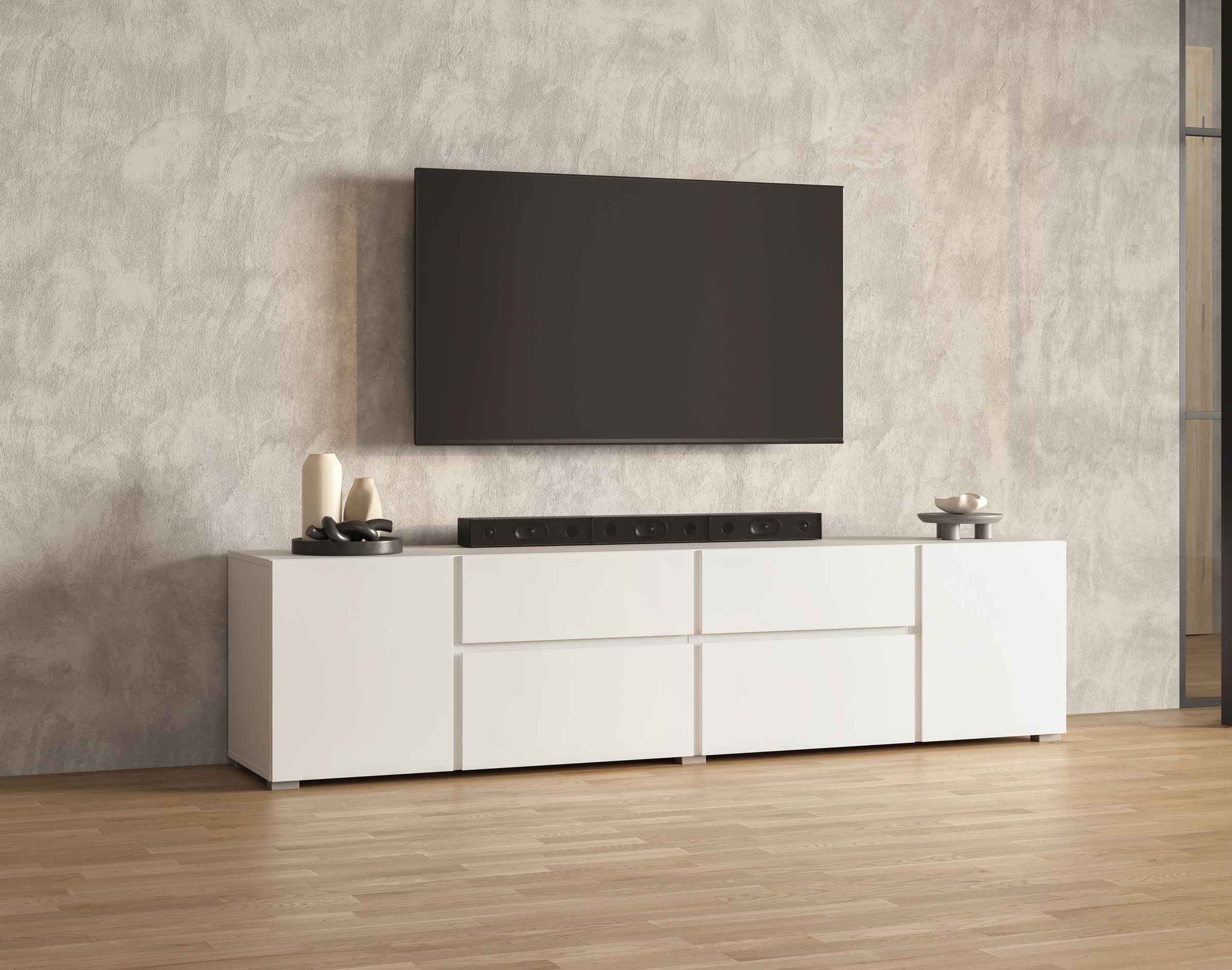 OTTO home Lowboard "Metric,Breite 195cm, grifflose Lowboard 2Klappen/2Schub günstig online kaufen