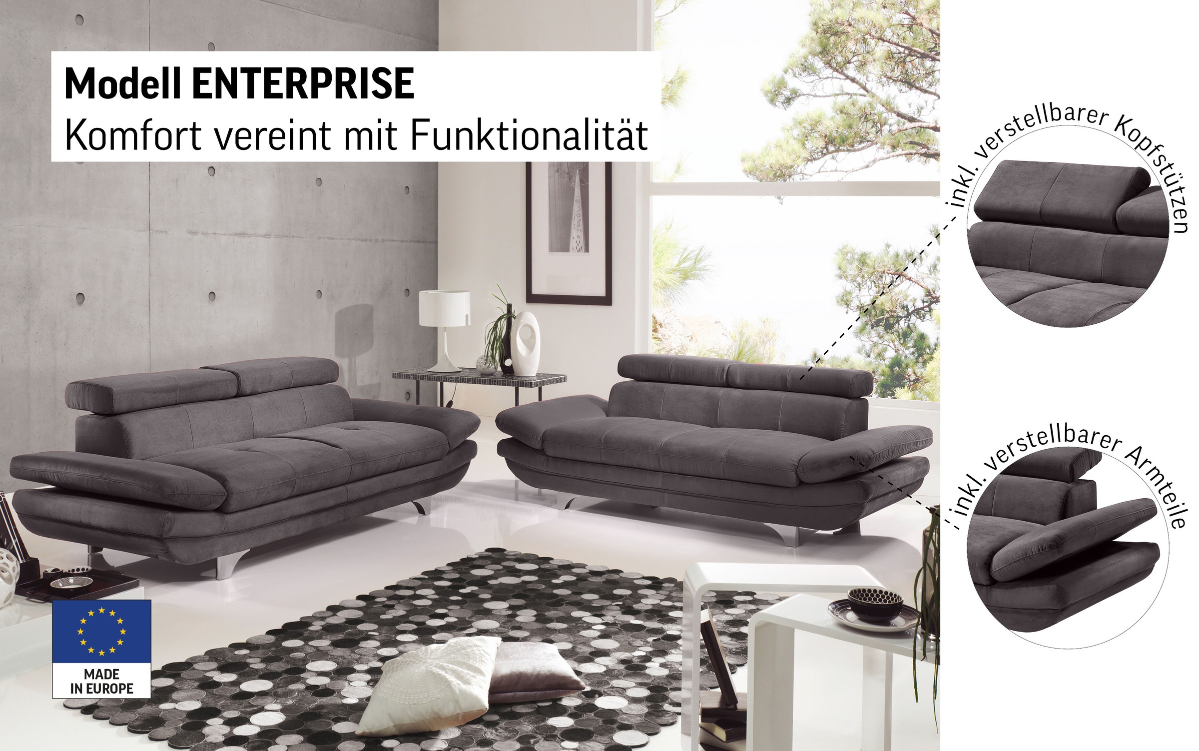 Cotta Enterprise 3-Sitzer Sofa Braun 3