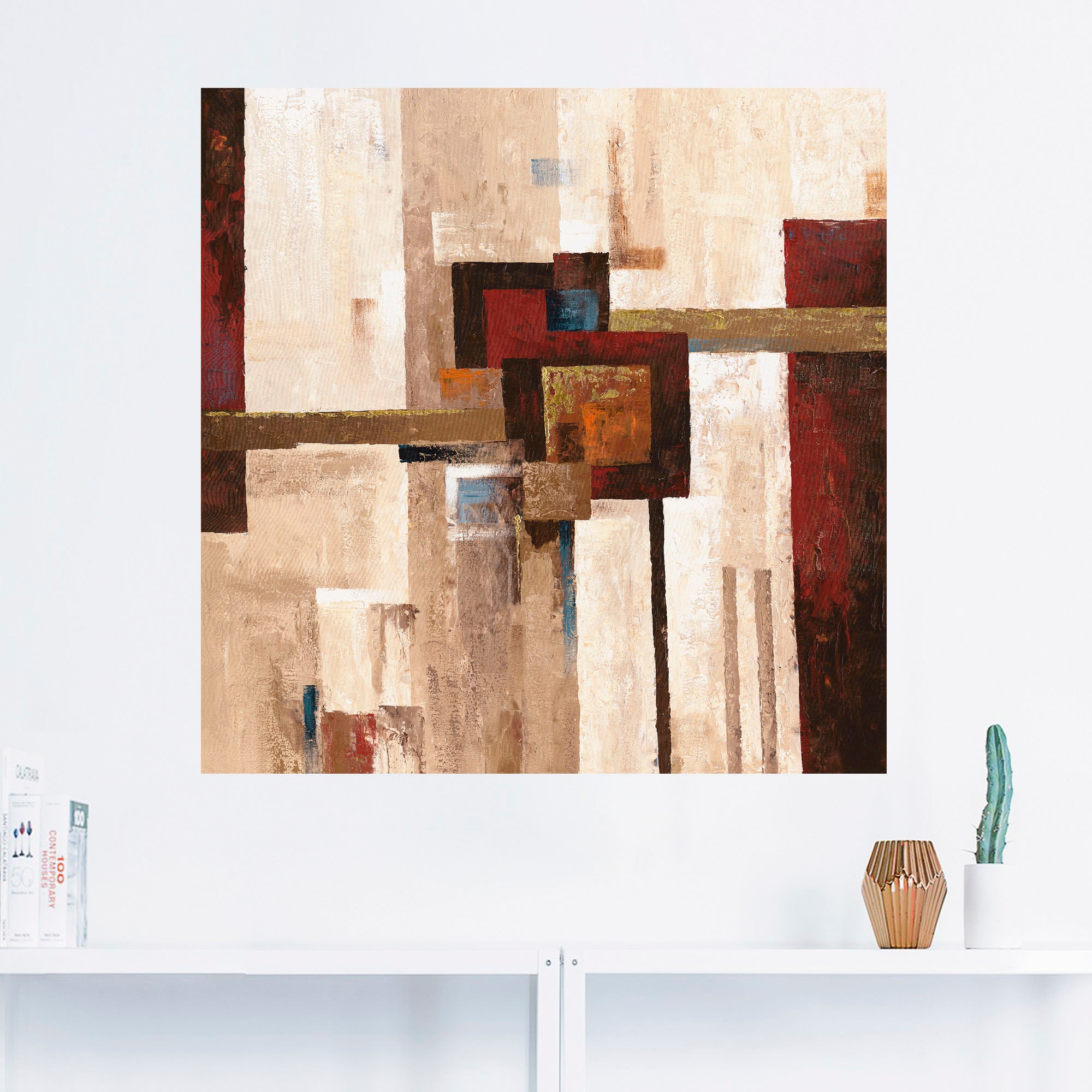 Artland Leinwandbild »Rote und braune Vierecke II«, Muster, (1 St.), auf Keilrahmen gespannt