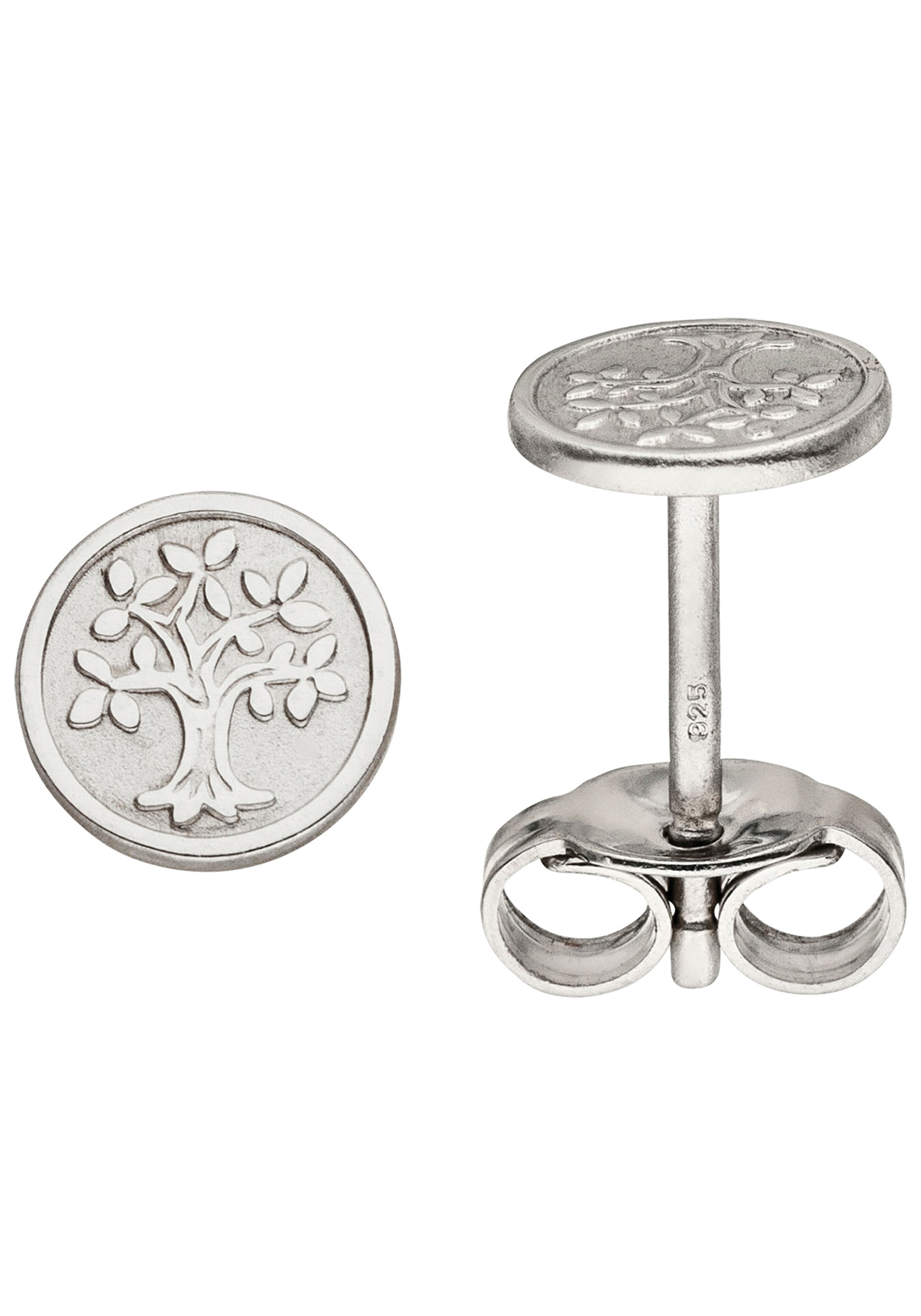 Paar Ohrstecker JOBO "Lebensbaum", silber (silber 925), Ohrringe, Damen, 6,4mm, Silber 925 (Sterlingsilber), 925 Silber