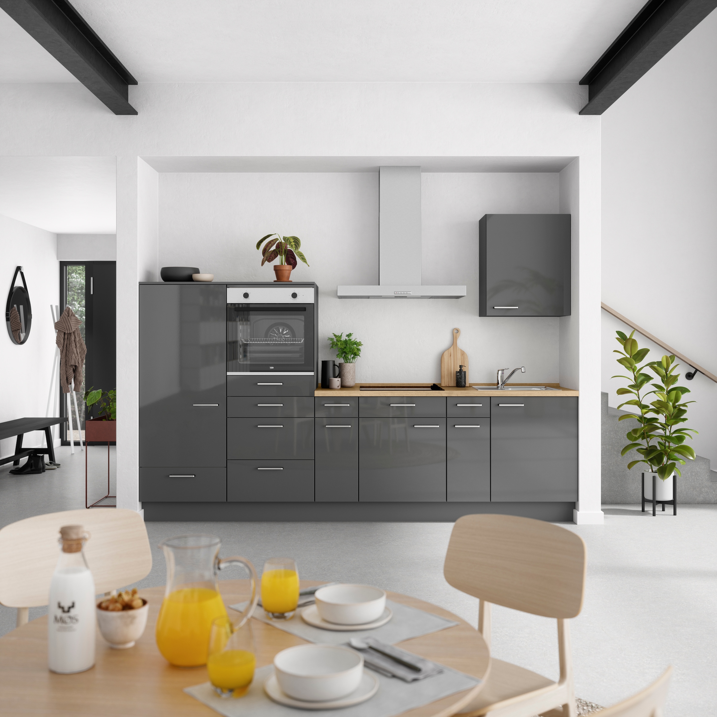 nobilia® Küchenzeile »"Flash I"« vormontiert, Ausrichtung wählbar, Breite 300 cm, wahlw. mit E-Geräten