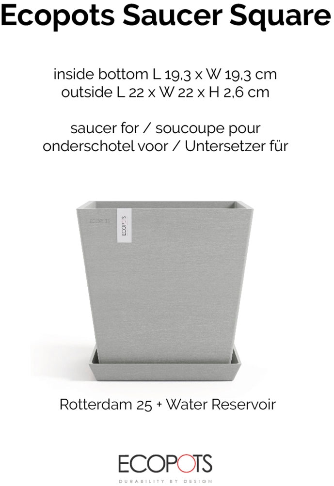 ECOPOTS Topfuntersetzer »Quadratisch 25 Weißgrau« für innen und außen: frostsicher, bruchsicher und lichtbeständig