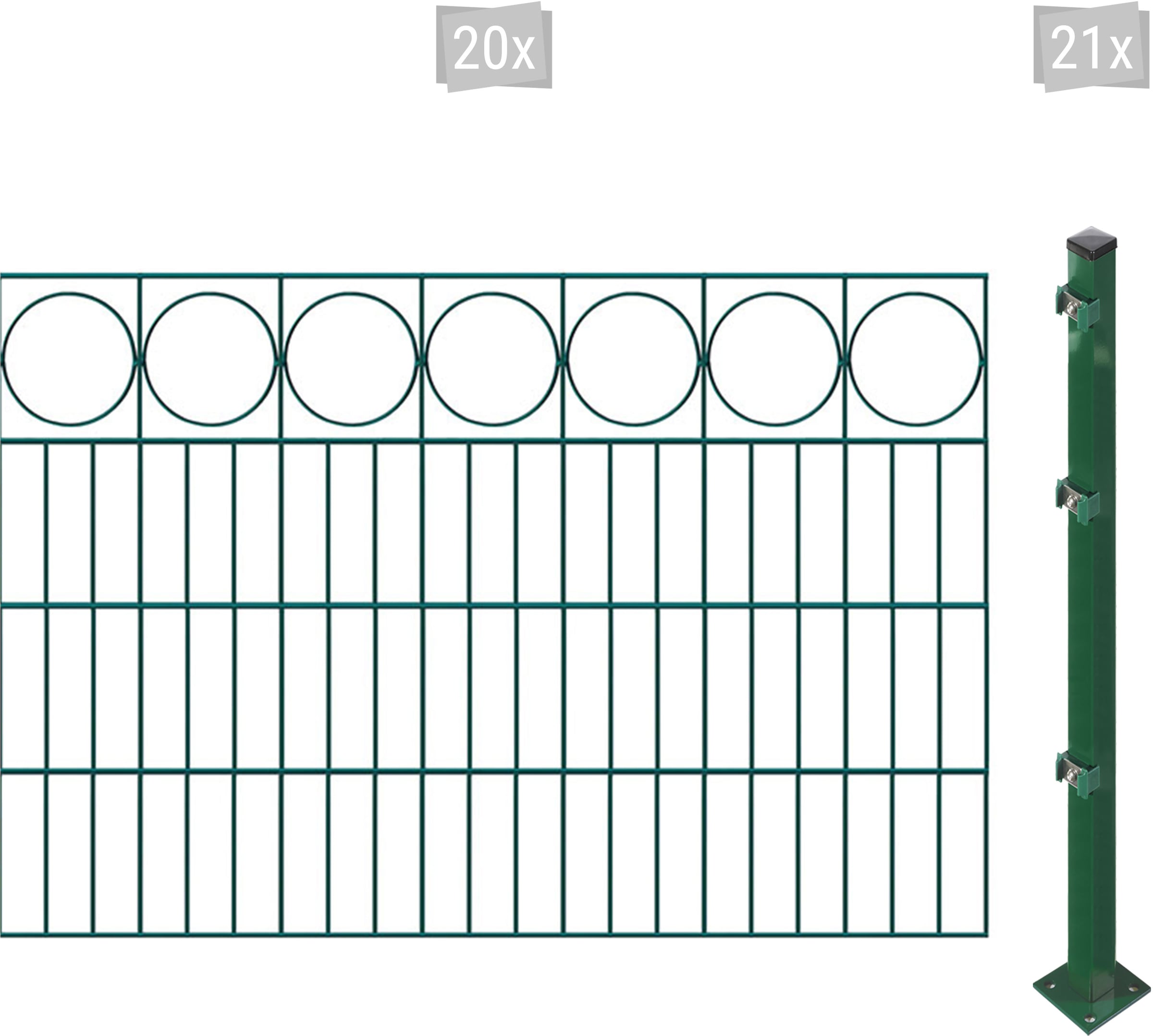 Arvotec Doppelstabmattenzaun "ESSENTIAL 80 zum Aufschrauben "Ring" mit Zierleiste", Zaunhöhe 80 cm, Zaunlänge 2 - 60 m