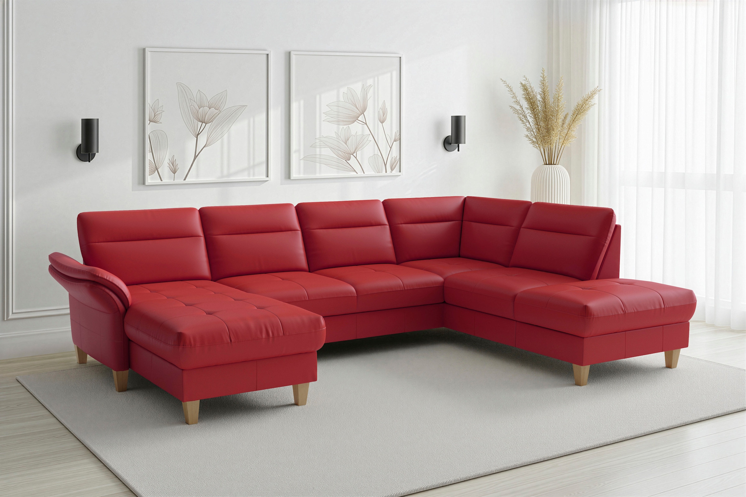 sit&more Wohnlandschaft "Pamela U-Form, B: 292 cm, optional Schlaffunktion & Bettkasten, Leder"