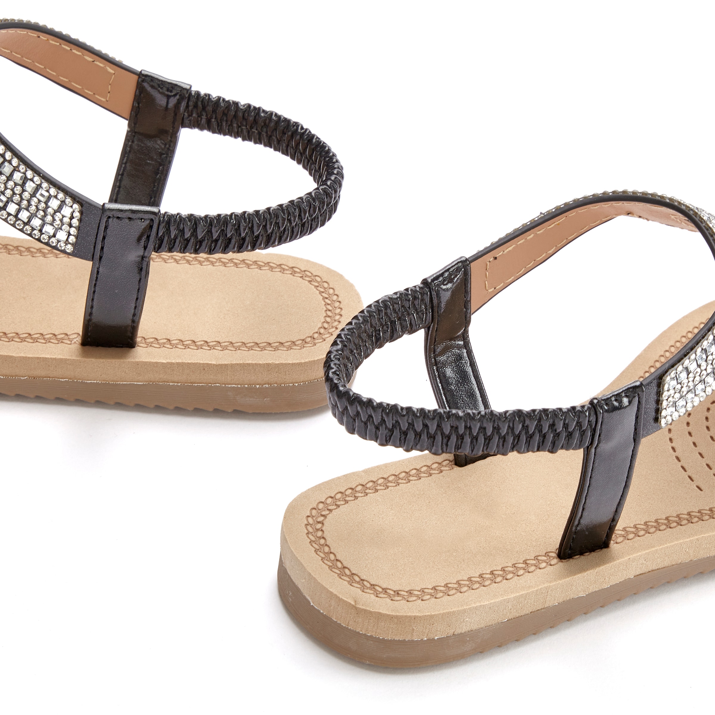 Vivance Sandale »Sandalette, Sommerschuh, offener Schuh«, mit elastischen Riemchen und Glitzersteinchen VEGAN