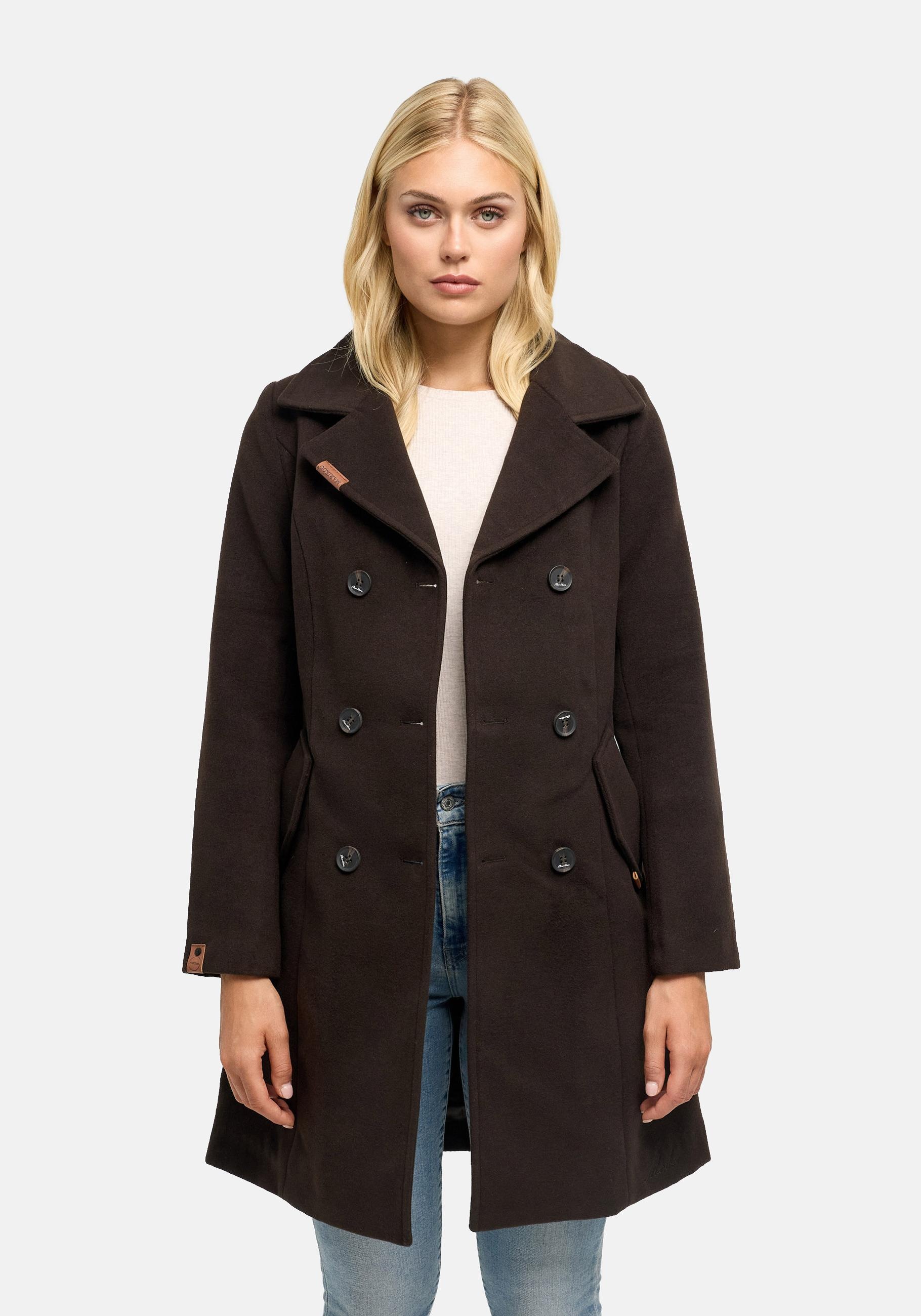Marikoo Kurzmantel "Nanakoo" edler Damen Trenchcoat in Wollmantel-Optik
