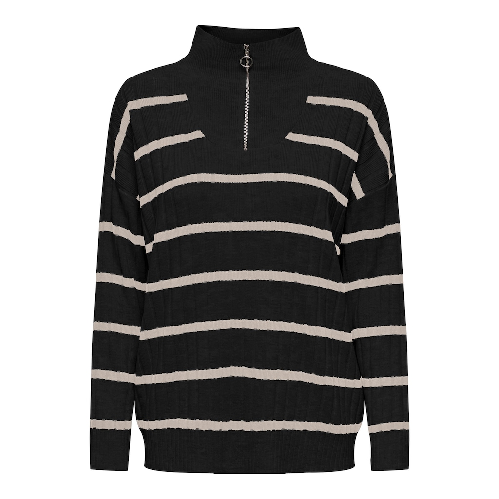 ONLY Stehkragenpullover »ONLNEW TESSA LS STRIPE HALF ZIP KNT«