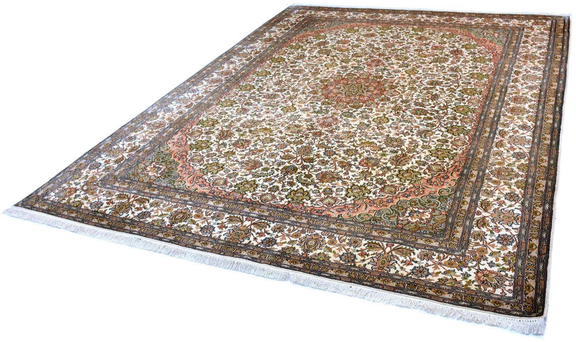 Kayoom Seidenteppich "Kashan 12013", rechteckig, 10 mm Höhe, Einzelstück mit Zertifikat, Wohnzimmer