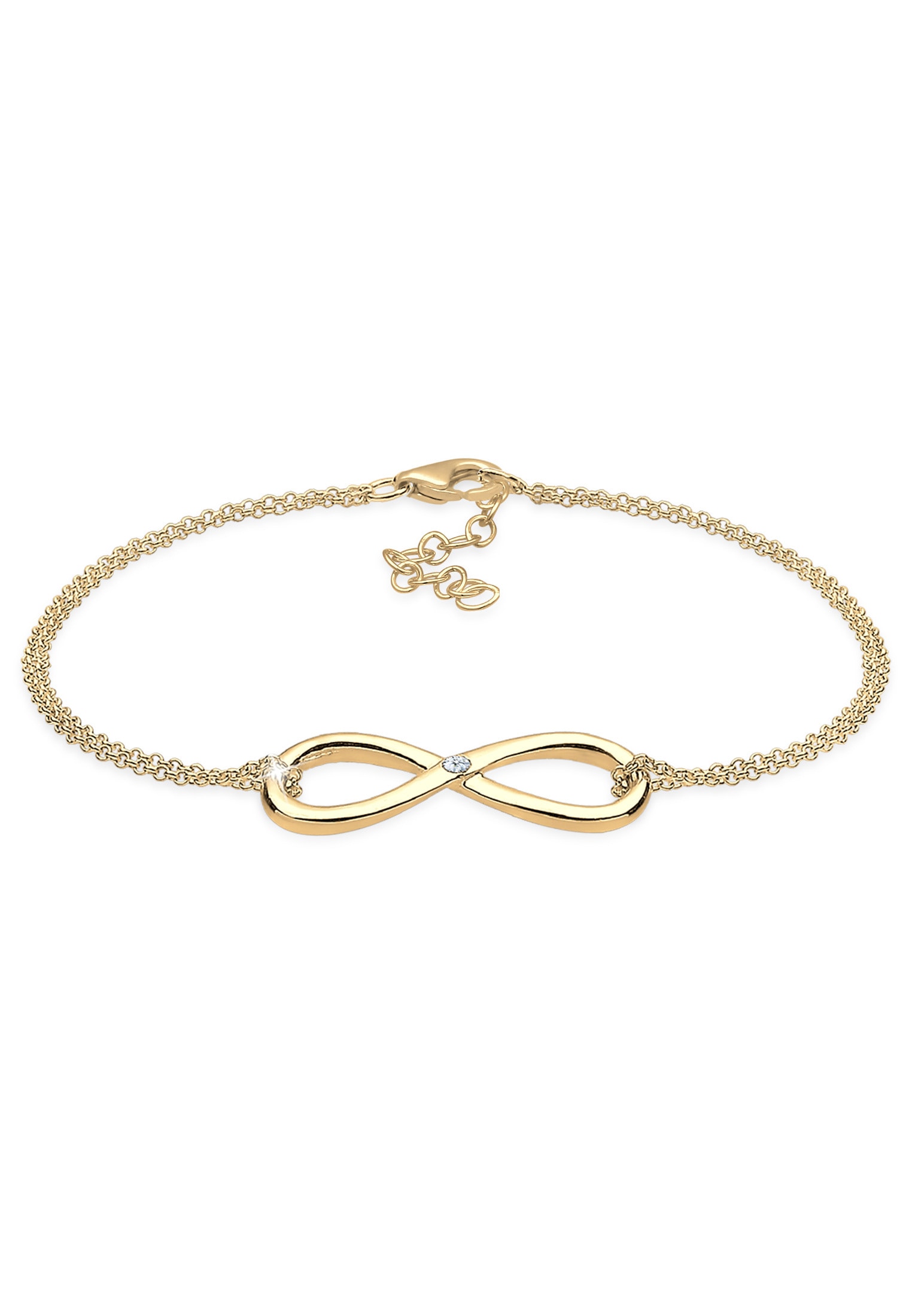 ELLI DIAMONDS Damen Armkette "Armband Diamanten Infinity Diamant Weiß Brillantschliff (0.03 ct) 925 Sterling Silber", 180, Silber 925