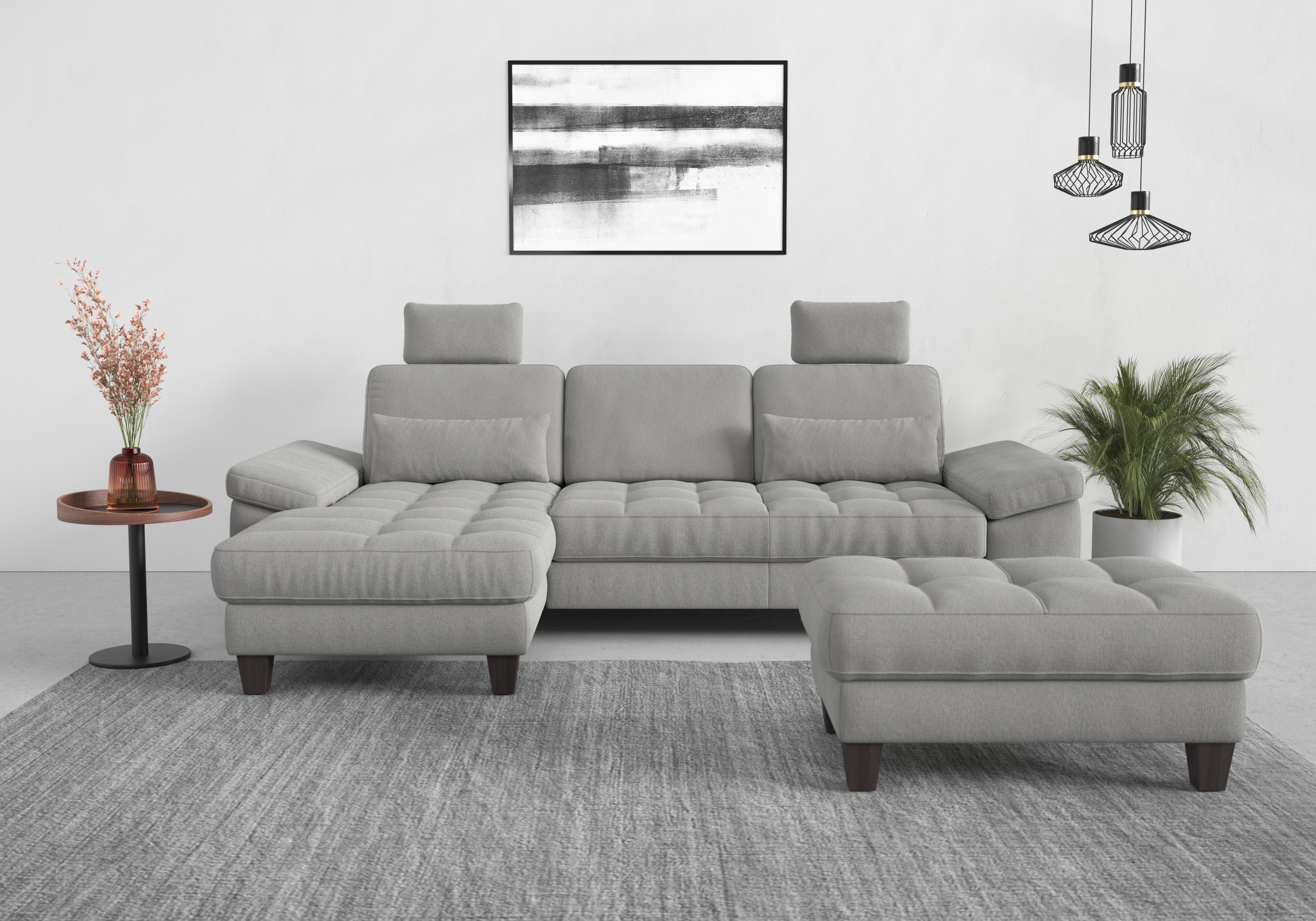 sit&more Ecksofa "Westham L-Form" Recamiere, mit oder ohne Schlaffunktion, Bettkasten, Füße wengefarben
