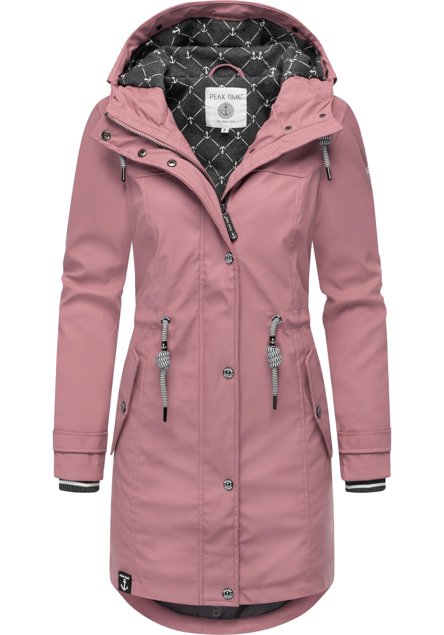 PEAK TIME Regenjacke »L60042«, mit Kapuze, stylisch taillierter Regenmantel für Damen