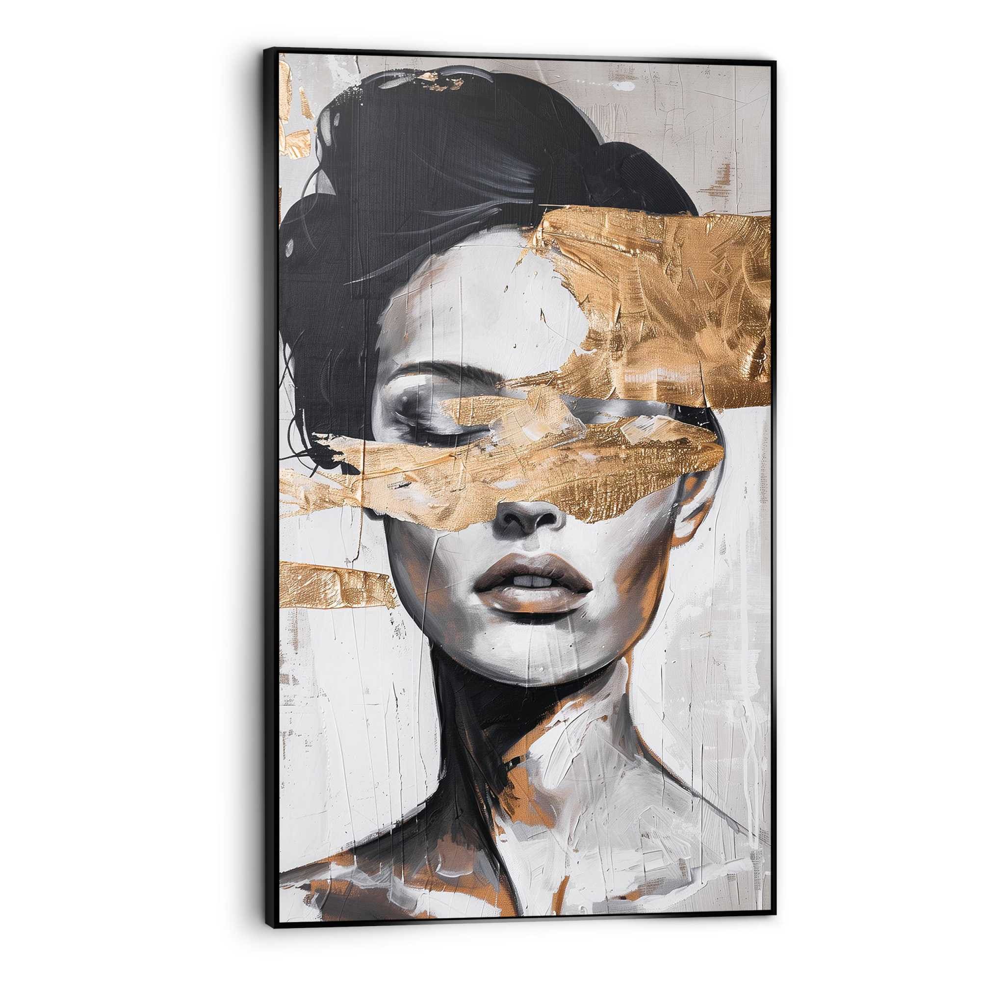 Reinders Wandbild "Frau mit goldfarbenem Detail", Wohnzimmer - Schwarz-Weiß günstig online kaufen