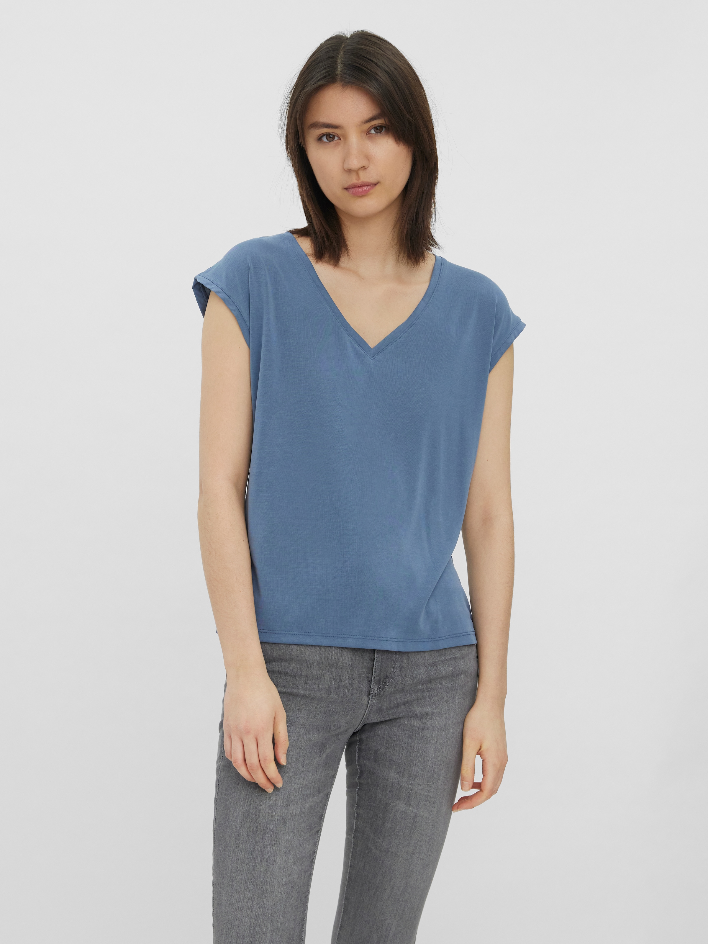 Vero Moda V-Shirt "VMFILLI SS V-NECK TEE GA NOOS" Materialmix, relaxed fit günstig online kaufen