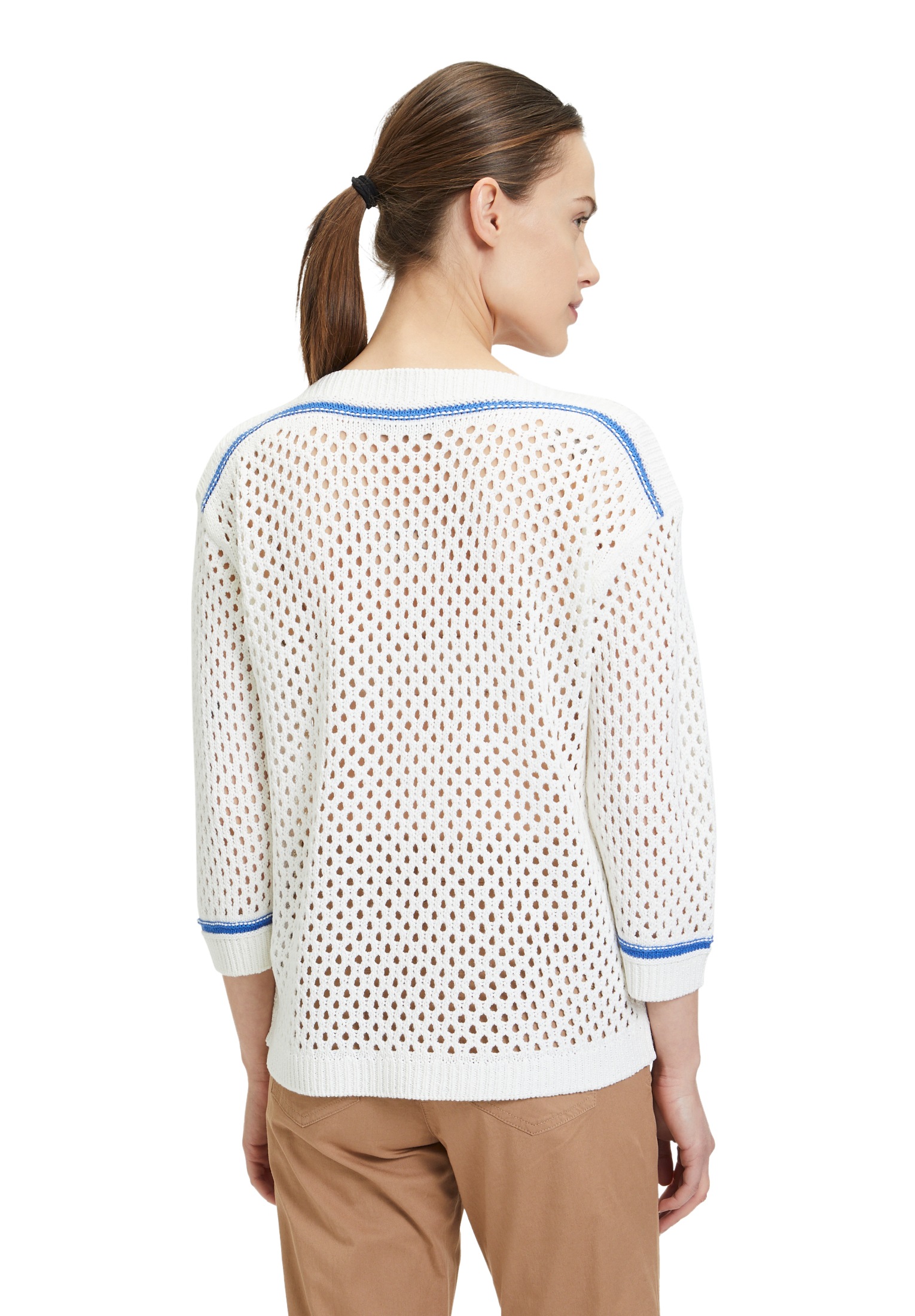 Betty Barclay Strickpullover »Betty Barclay Lochstrick-Pullover mit Strickdetails«, (1 tlg.), Kontraststeppung