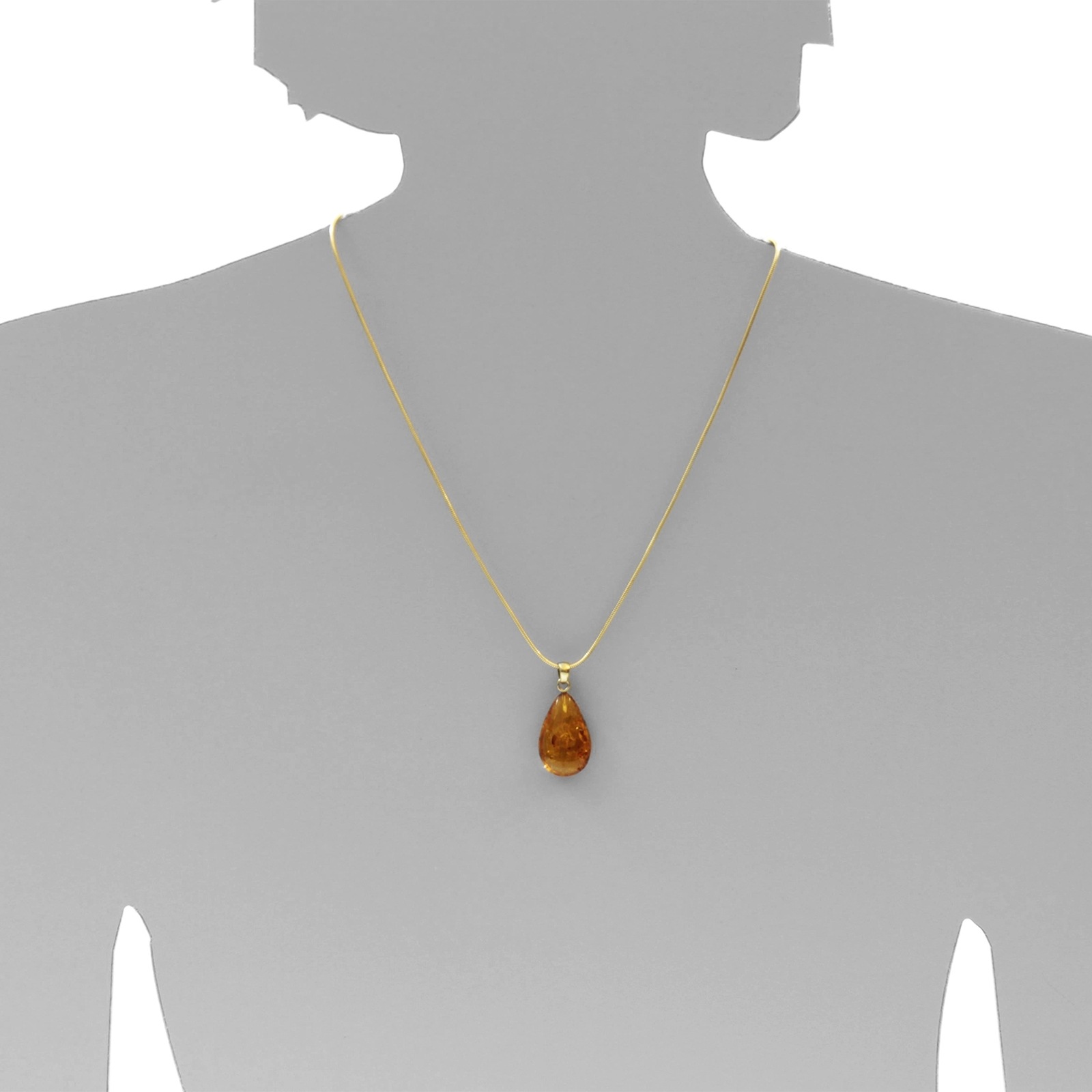 Kettenanhänger OSTSEE-SCHMUCK "- Klassisch 30 mm - Gold 333/000 - Bernstein -" Gr. 32, gold (gold 333, goldfarben, gelb), Schmuckanhänger, Damen, Bernstein, Kettenanhänger 2