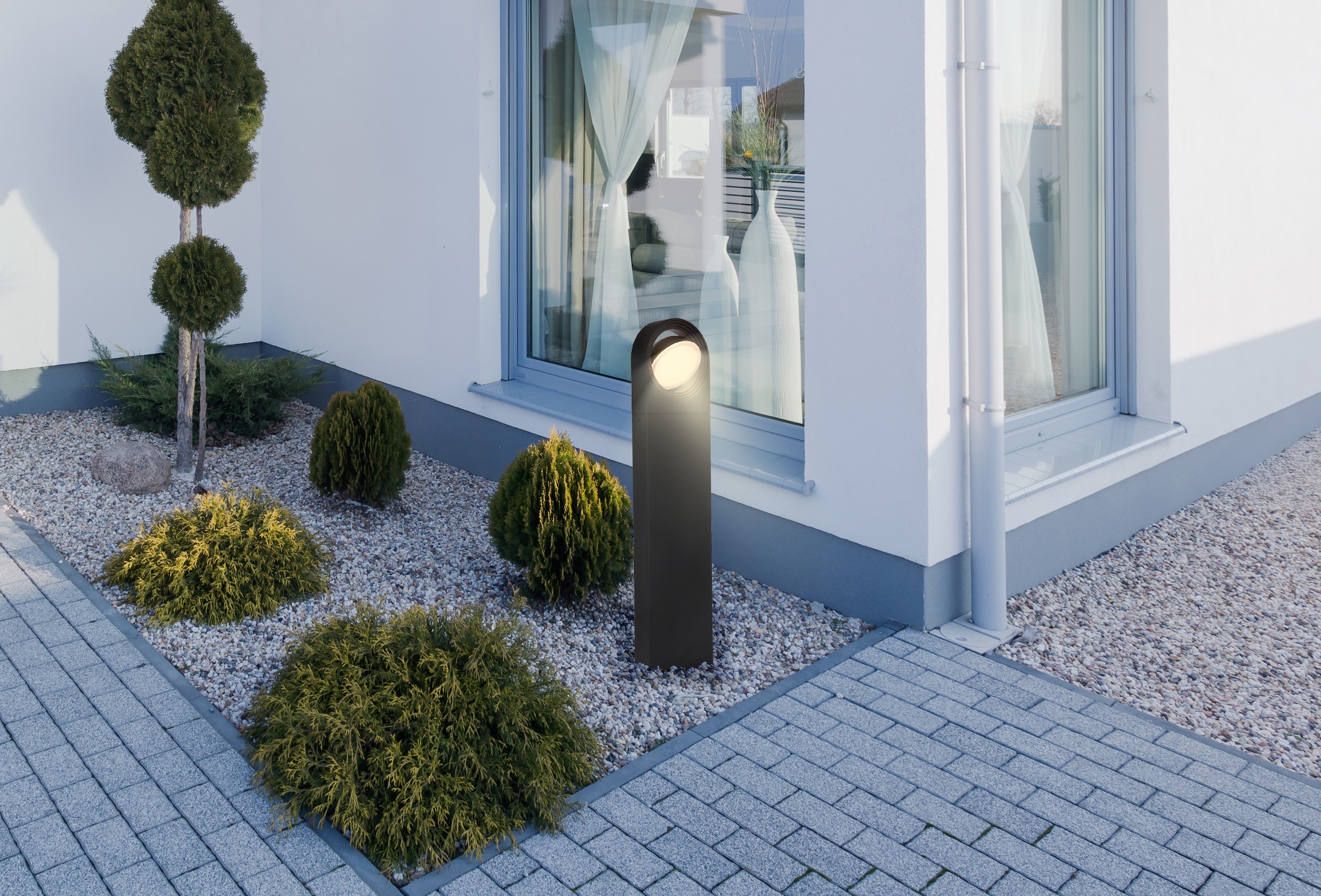 GLOBO LIGHTING Außen-Stehlampe »OKO« LED-Modul 1 Stk. Warmweiß Außenlampe Haus IP44 Gartenbeleuchtung Terrasse