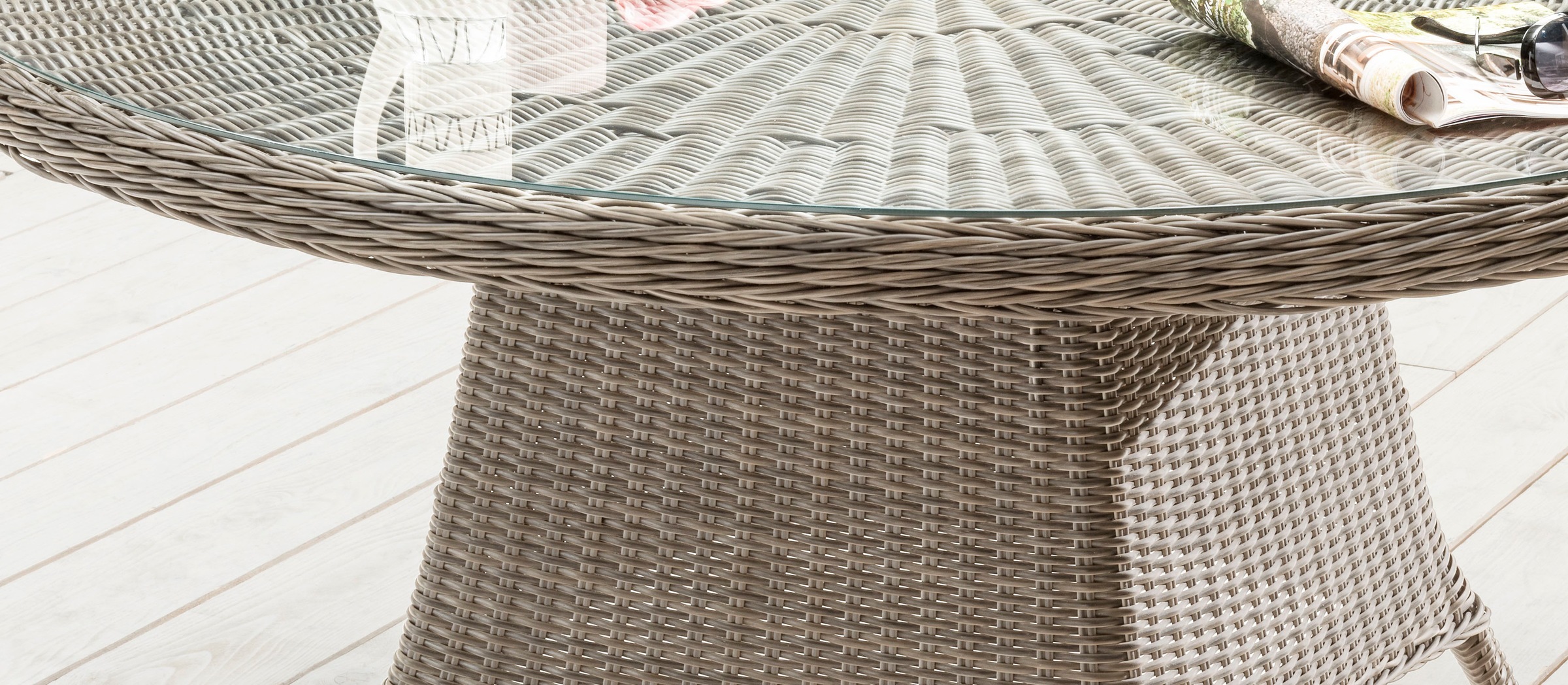 Destiny Gartentisch »»LUNA Tisch««, (Ø100x75 cm), Aluminium, Polyrattan