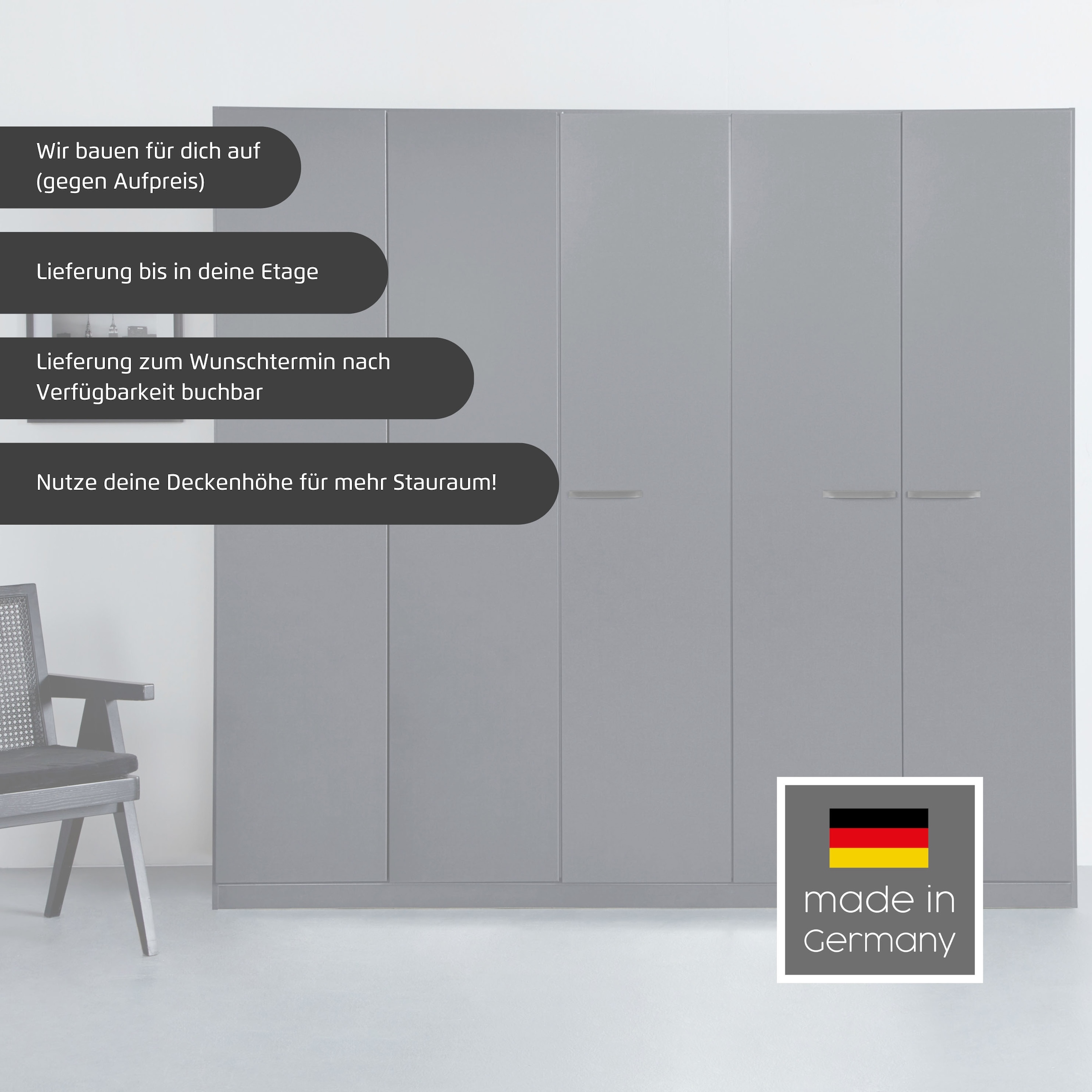 OTTO home Kleiderschrank "Mehrzweckschrank Aktenschrank Möbel Mietswohnung Schlafzimmer OTELI" erhältlich in Breiten 91-360 cm, ab Breite 136cm inkl. Innenschubladen, mit zusätzlichen Einlegeböden, optional mit Spiegel MADE IN GERMANY