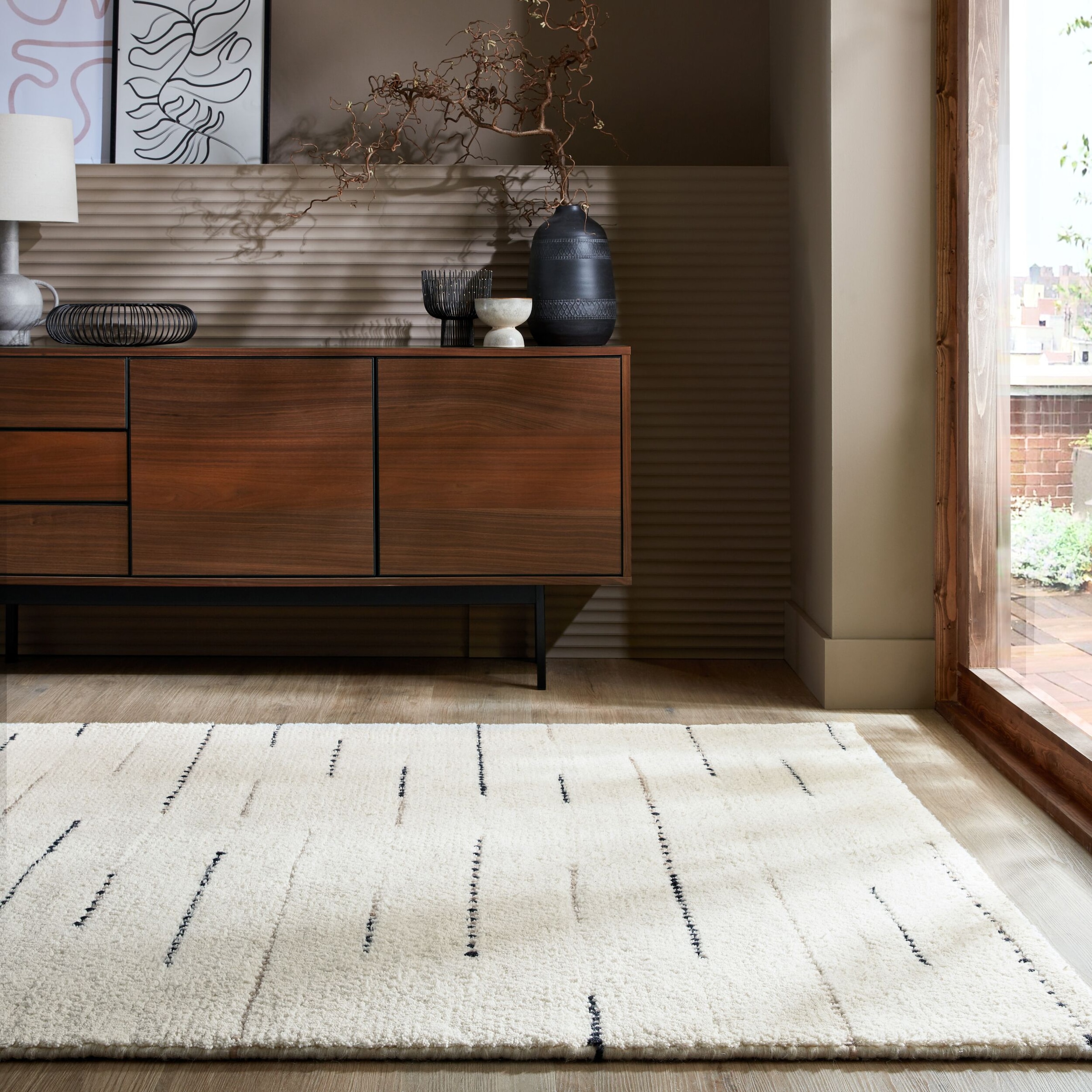 FLAIR RUGS Wollteppich "Dottie Linear" rechteckig 6 mm Höhe natürlich wärme günstig online kaufen