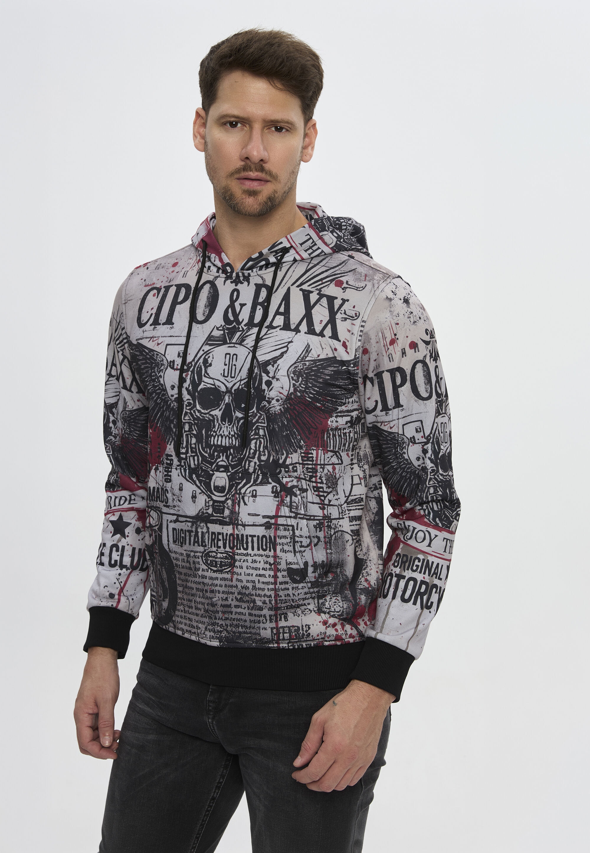 Cipo & Baxx Kapuzenpullover »CL614« mit Skull-Print