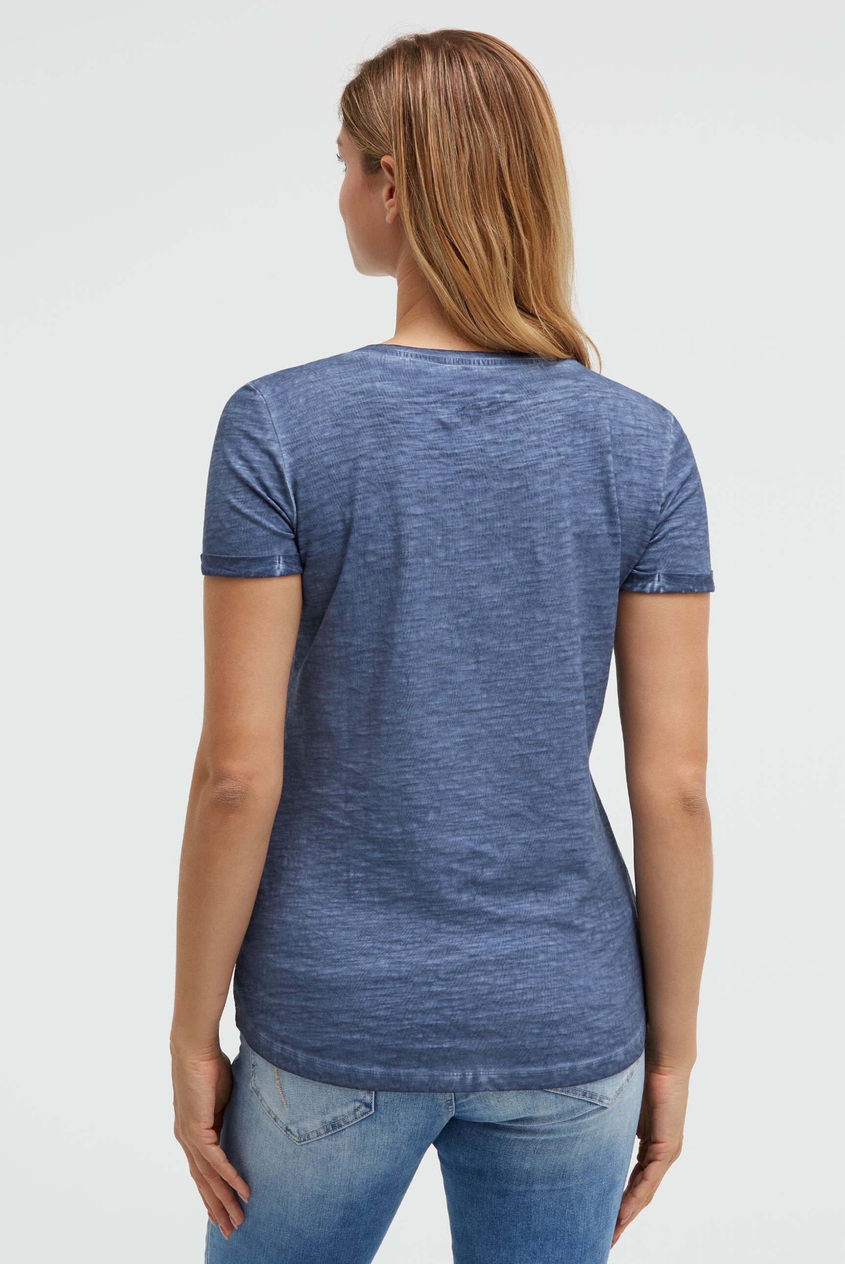SOCCX Rundhalsshirt mit fixierten Turn-Up-Ärmeln