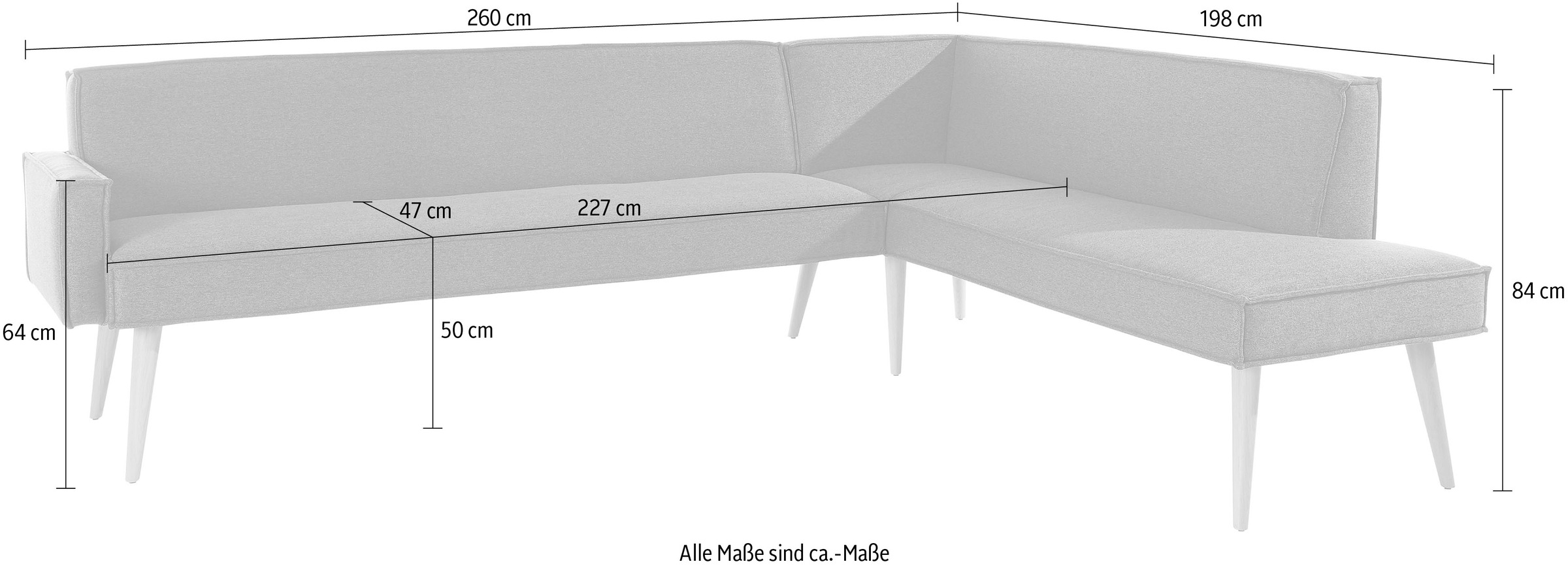 exxpo - sofa fashion Eckbank »Lungo, moderne Kedernaht, bequem und elegant, hoher Holzfuß«, hochwertige Detailverarbeitung, frei im Raum stellbar