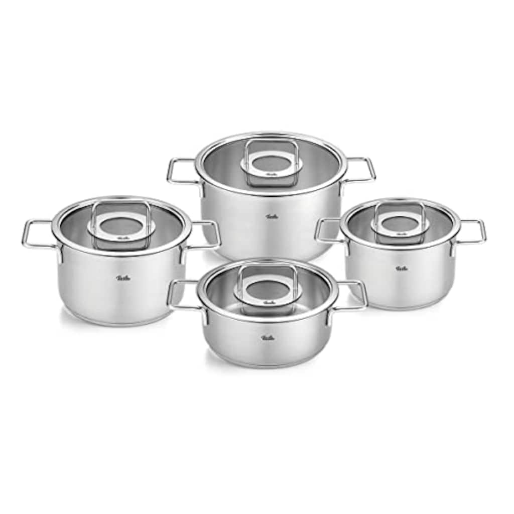 Fissler Topf-Set »Fissler Pure Collection«, Edelstahl 18/10, (Set, 4 tlg., Kochtopf 16/20/24 + Bratentopf 20cm)