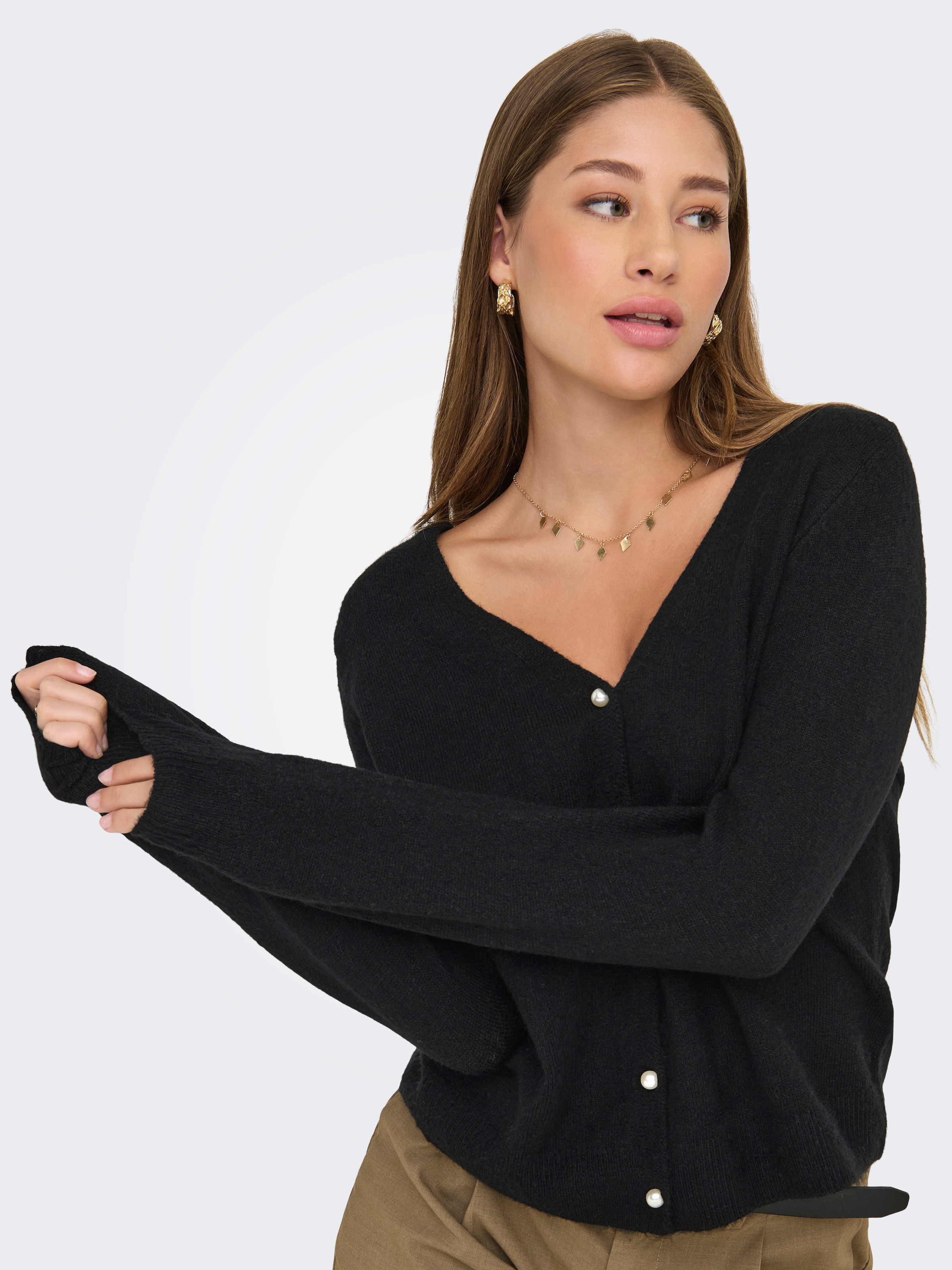 ONLY Strickjacke »ONLADELE LS LACE MIX REVERS CARDI CC KNT«