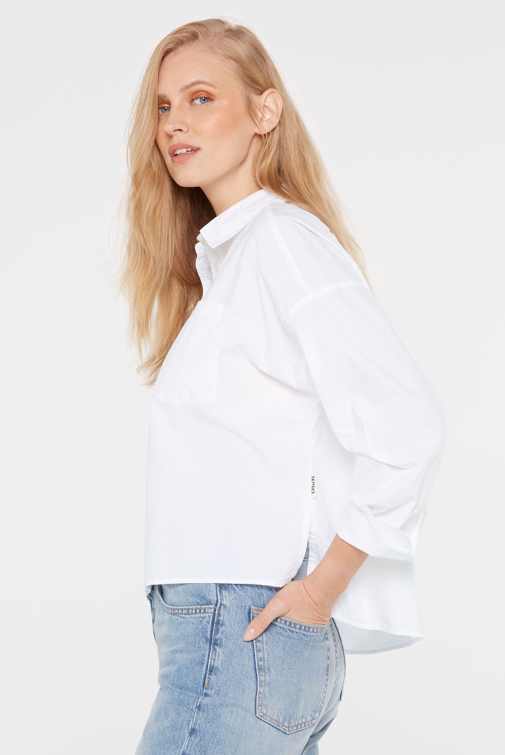 SENSES.THE LABEL Langarmbluse, mit Seitenschlitze