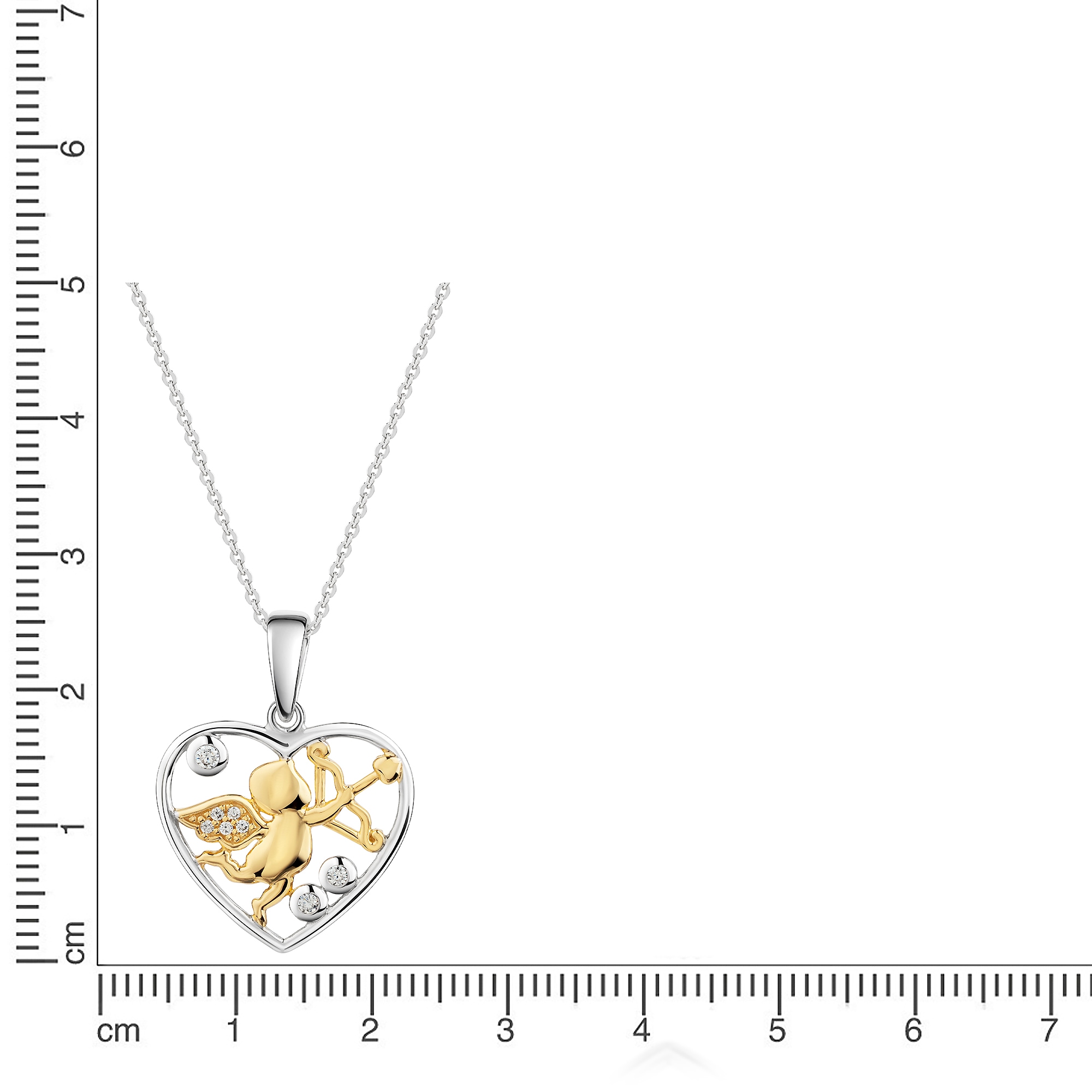 Firetti Kette mit Anhänger »Geschenk Silber 925 Halsschmuck Halskette Ankerkette Herz Amor« mit Zirkonia (synth.)