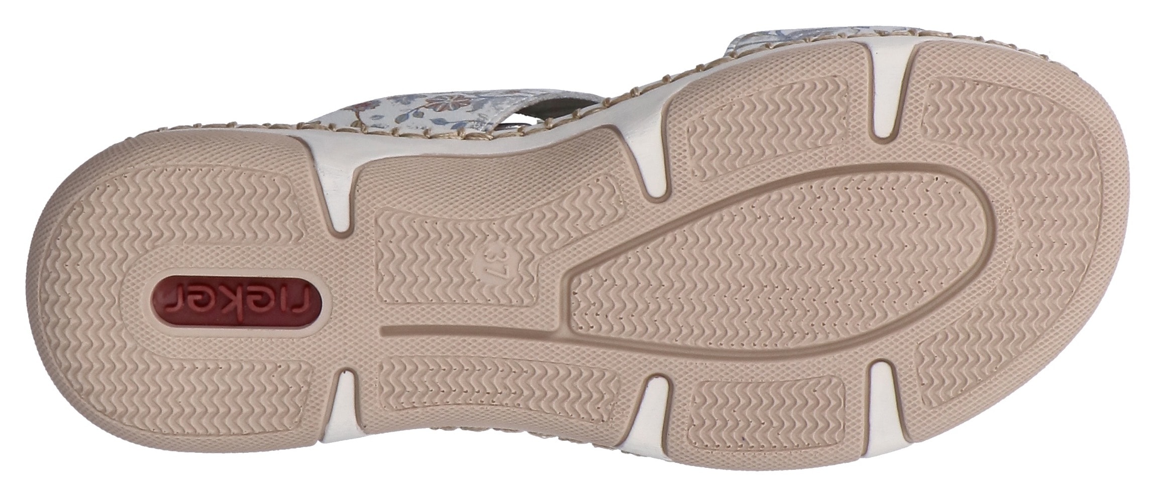 Rieker Pantolette  Sommerschuh, Urlaubsschuh, Strandschuh mit floralem Muster