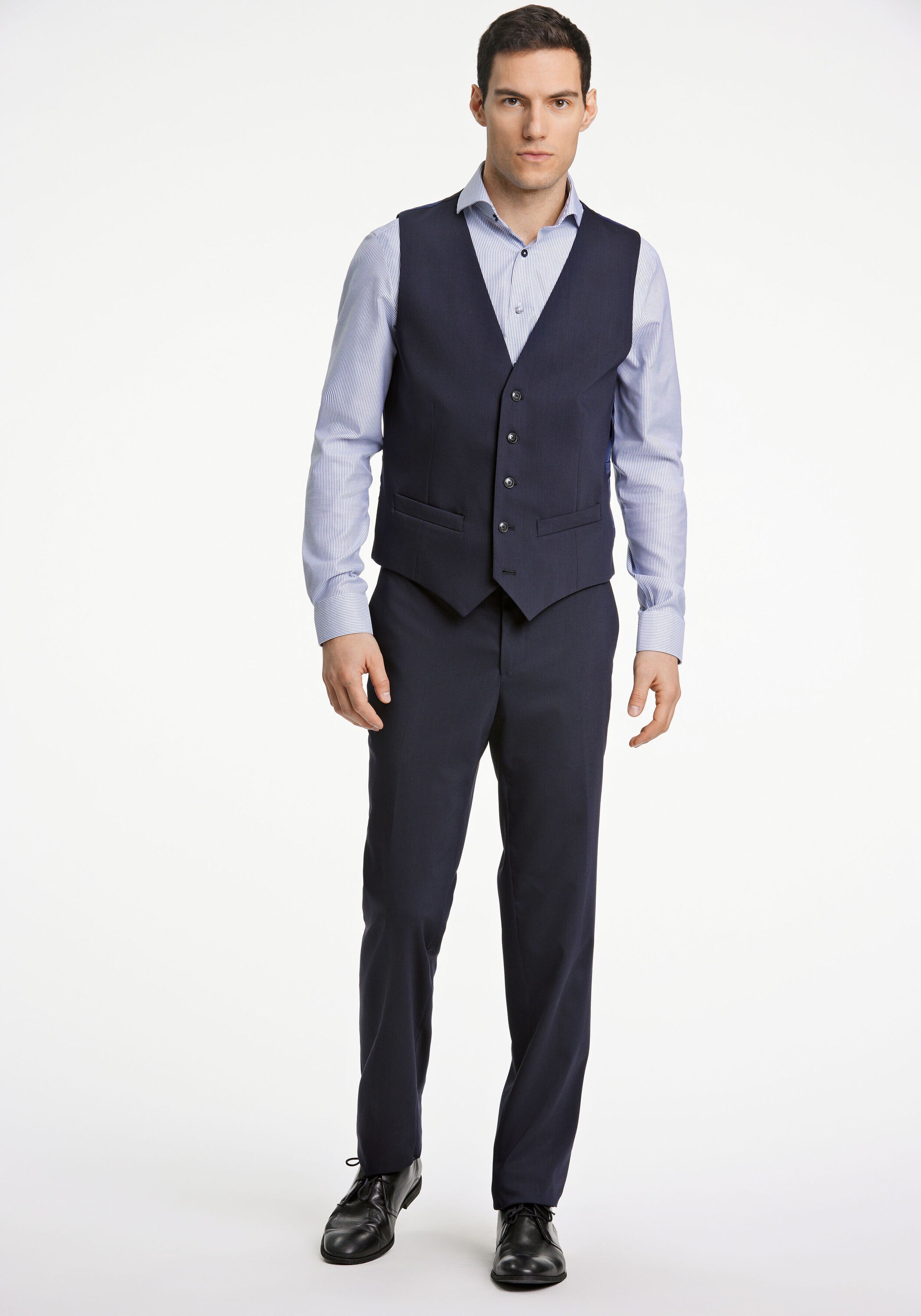 Anzugweste LINDBERGH "Weste Modern Fit", Herren, Gr. 50, blau (navy), Obermaterial: 54% Polyester, 44% Wolle, 2% Elasthan; Futter: 95% Polyester, 5% Elasthan, Westen Anzugweste 3