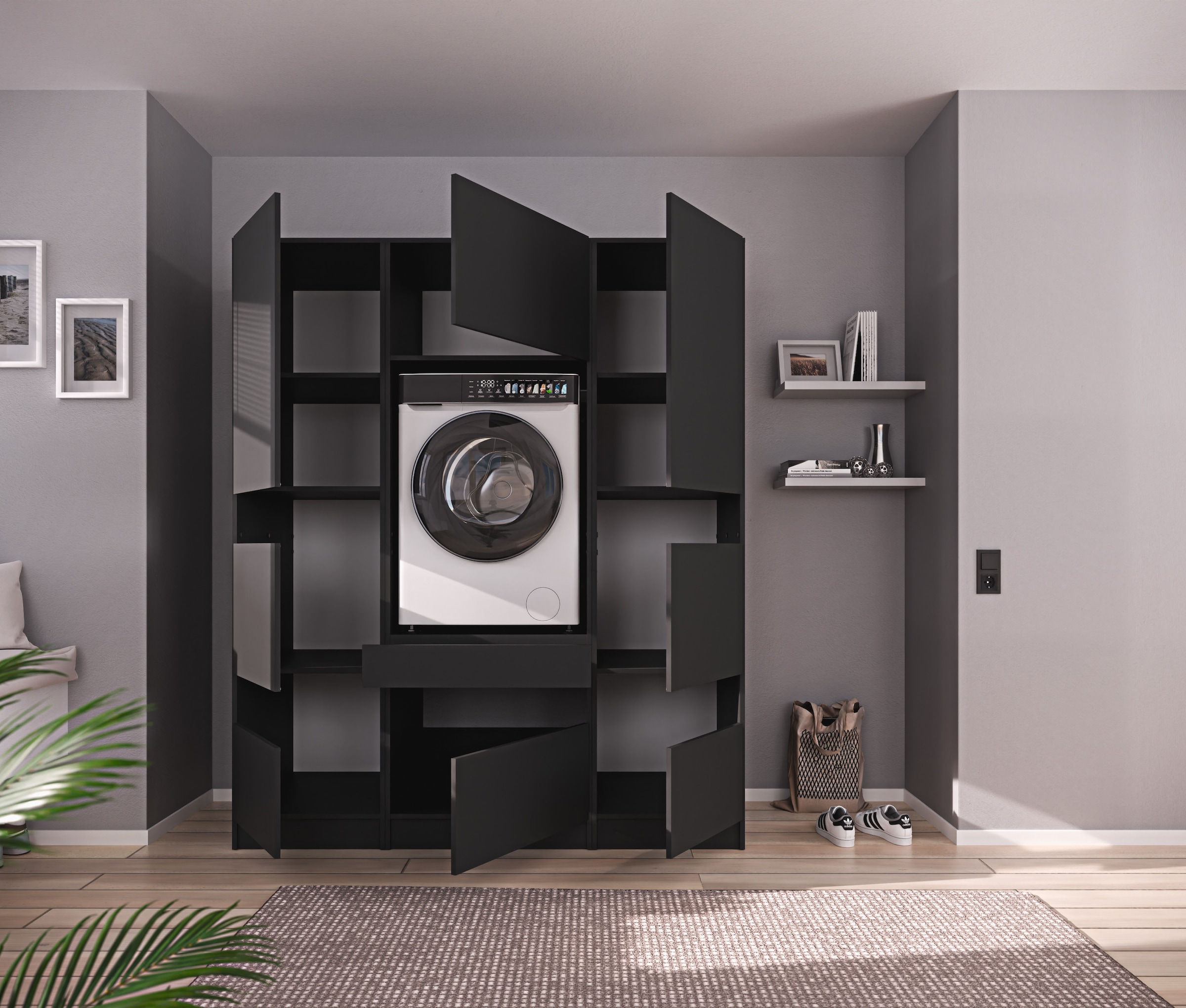 BASIC by Balculina Mehrzweckschrank-Set »Washhome B/T/H 168x68x200 cm« 3 Stk. tlg.