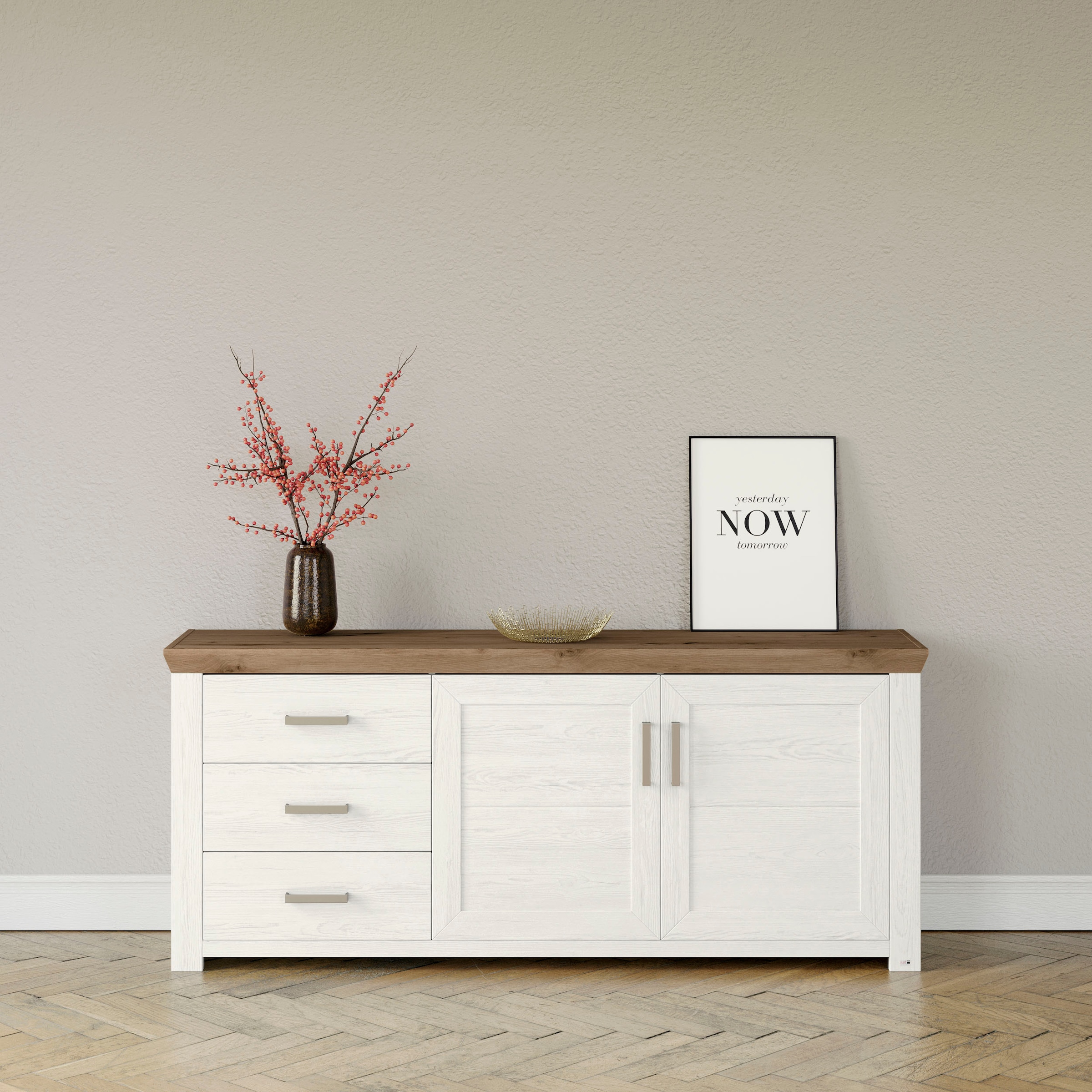 Sideboard »York«, Typ 51, mit viel Stauraum, Bügelgriff silber, B 184 x H 79 cm