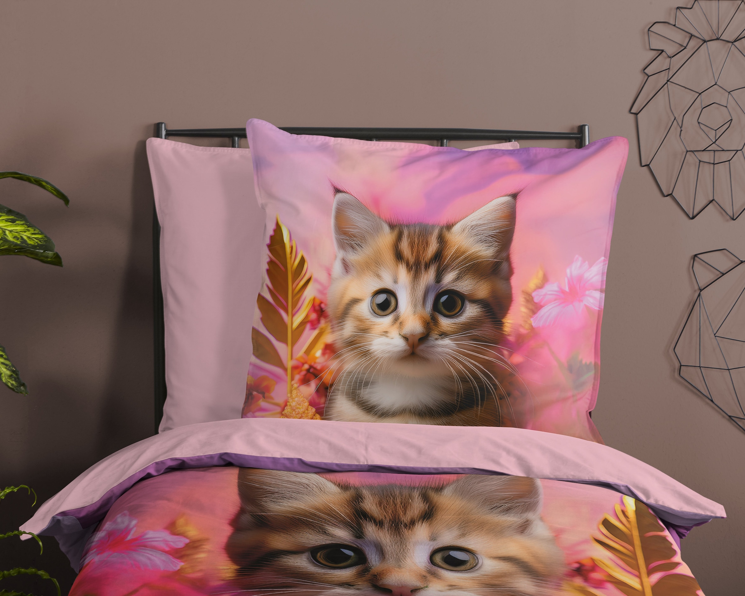 good morning Kinderbettwäsche »Kadi« 2 Baumwolle, Renforcé, 135x200, Wendeoptik, Kind, Mädchen, Katze