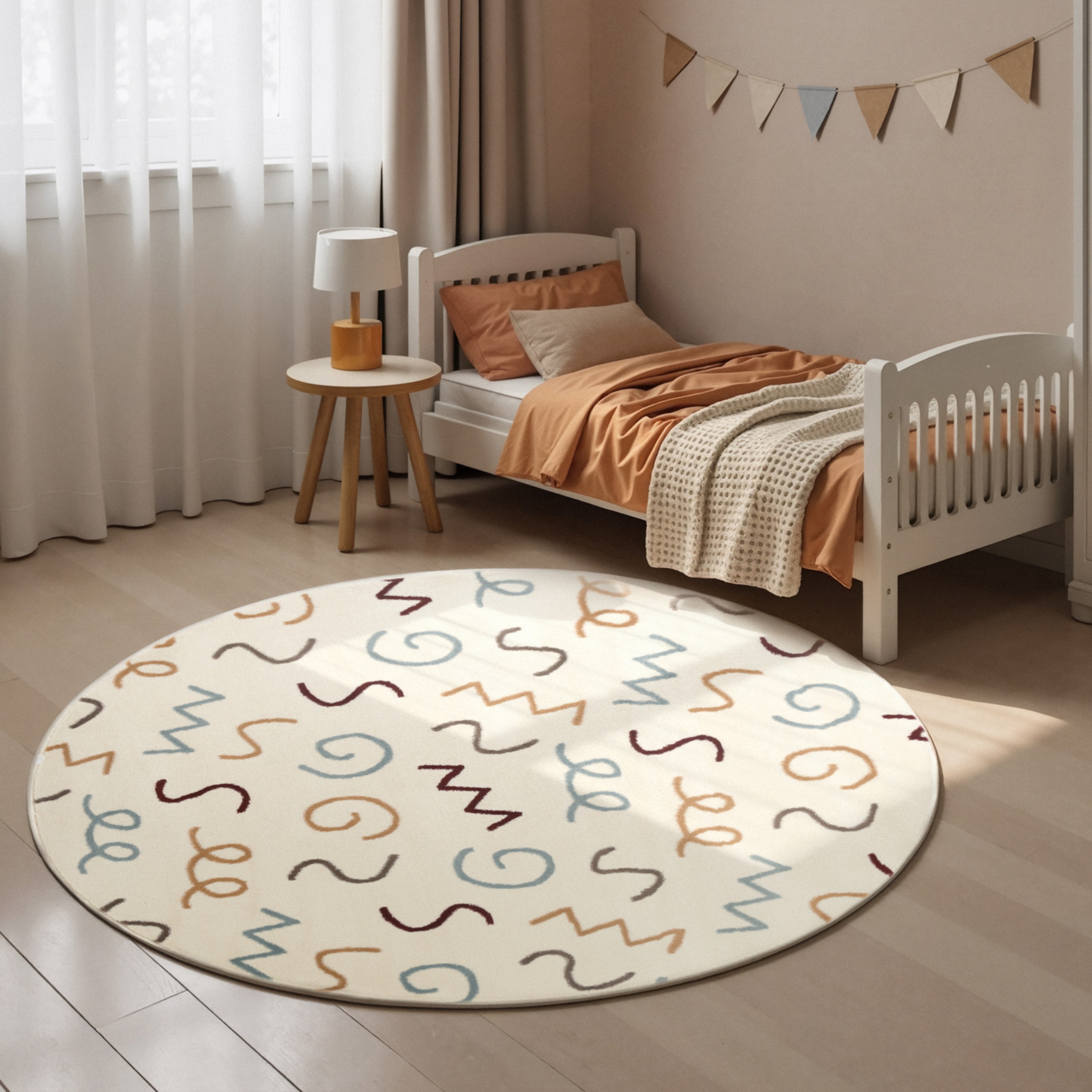 HANSE Home Kinderteppich "Fiete" rund 10 mm Höhe Pflegeleicht, Weich, Kinderzimmer, Spielteppich, Spielunterlage