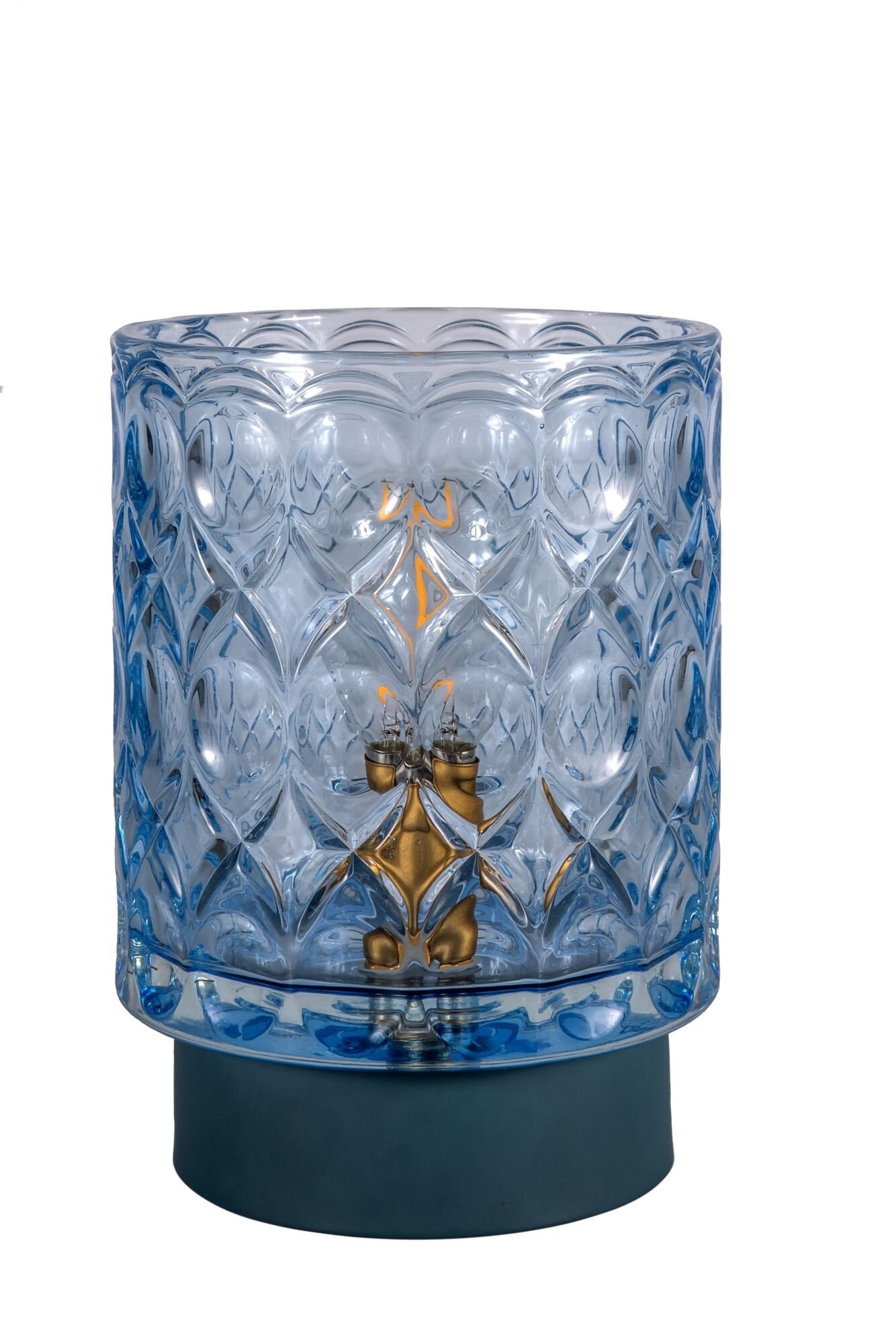 Pauleen LED Tischleuchte Blau »Chic flammig-flammig, Batterie mobile 1 Timer BAUR Glas/Metall«, Glamour | E14