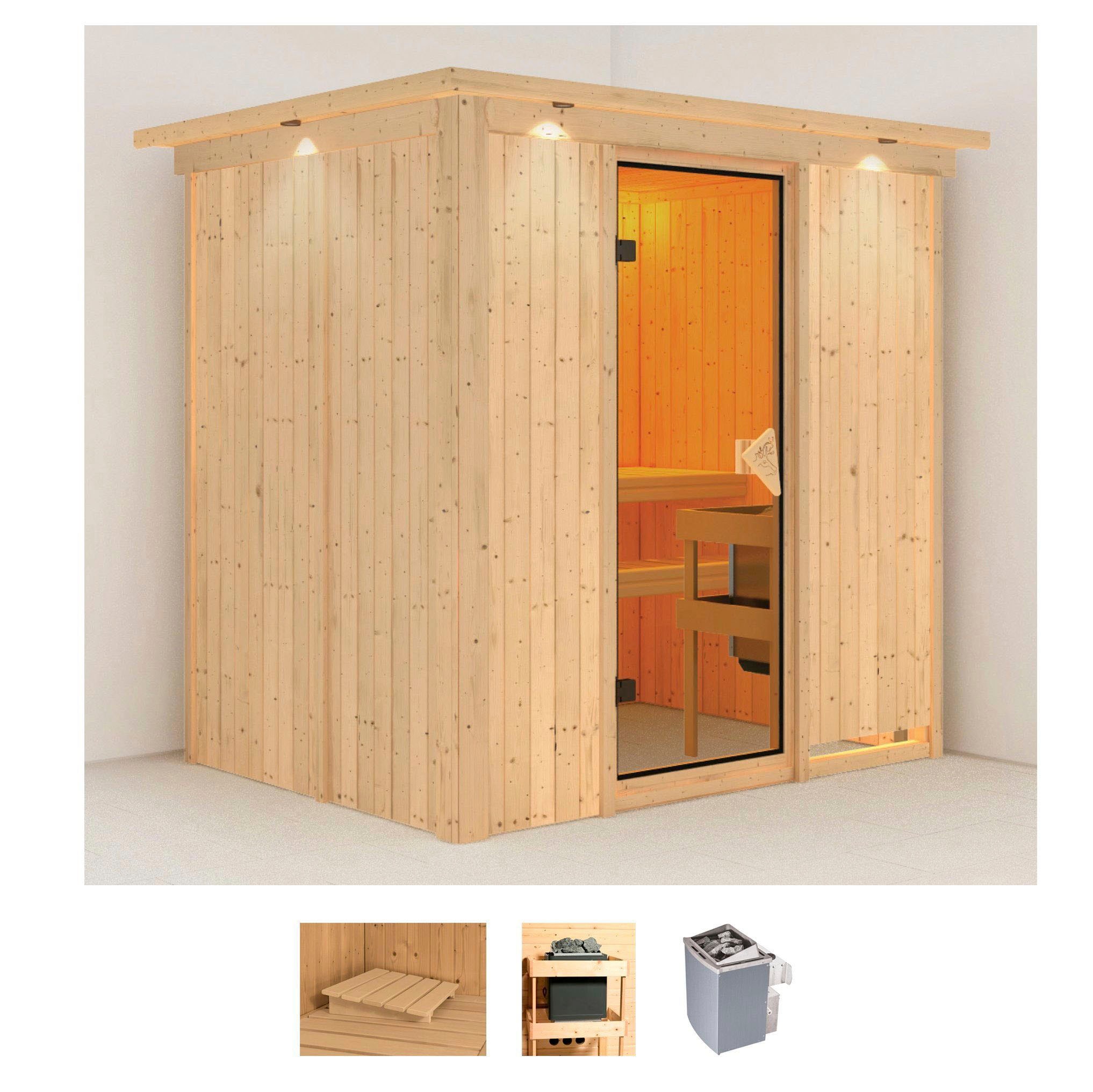 Karibu "Bedine" Set, Ofen 9 kW integr. Strg