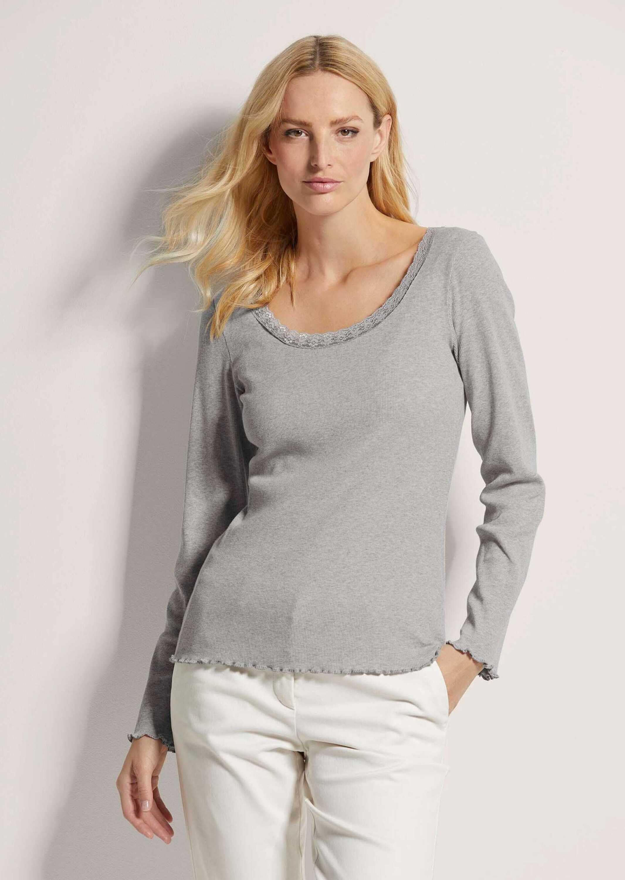 MADELEINE 3/4-Arm-Shirt »Shirt Rippen-Shirt mit Spitze«