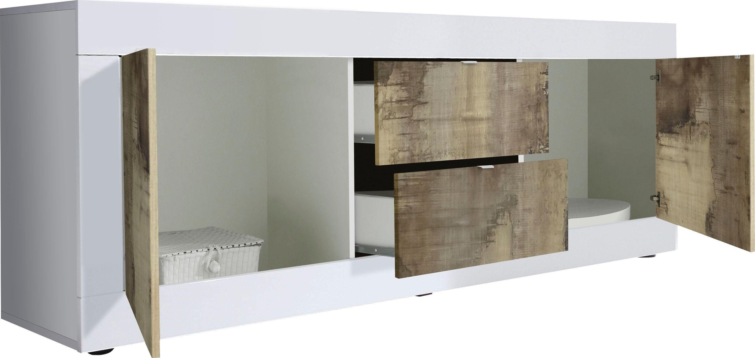 Home affaire Lowboard "Basic Breite 210 cm, TV-Board 2 Türen, 2 Schubkästen günstig online kaufen