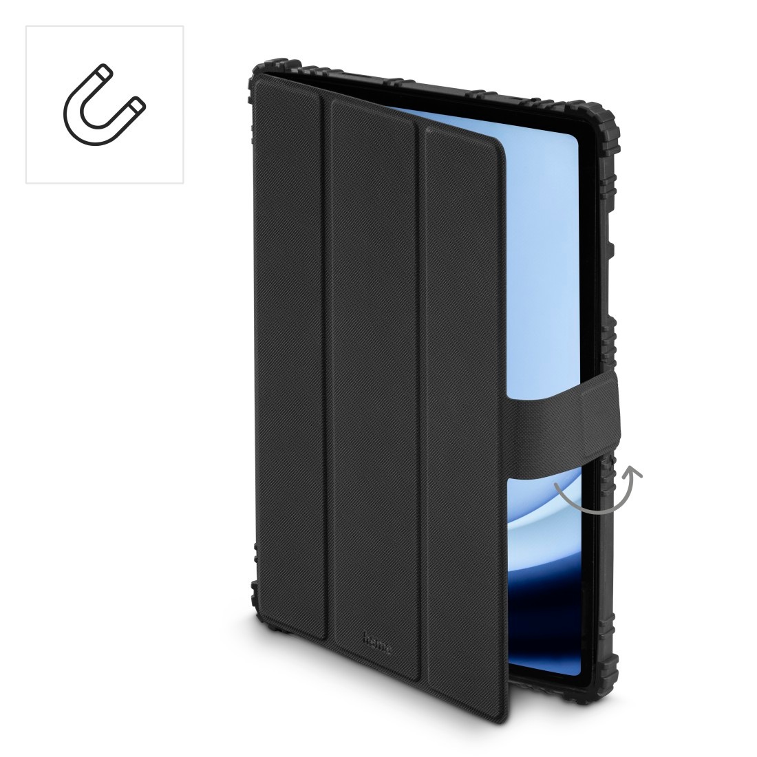 Hama Tablet-Hülle »Outdoor-Tablet-Hülle für Samsung Galaxy Tab A11+/A9+ 11", schwarz« Stoßfest, Kantenschutz, Stiftfach, Standfunktion, Magnetverschluss