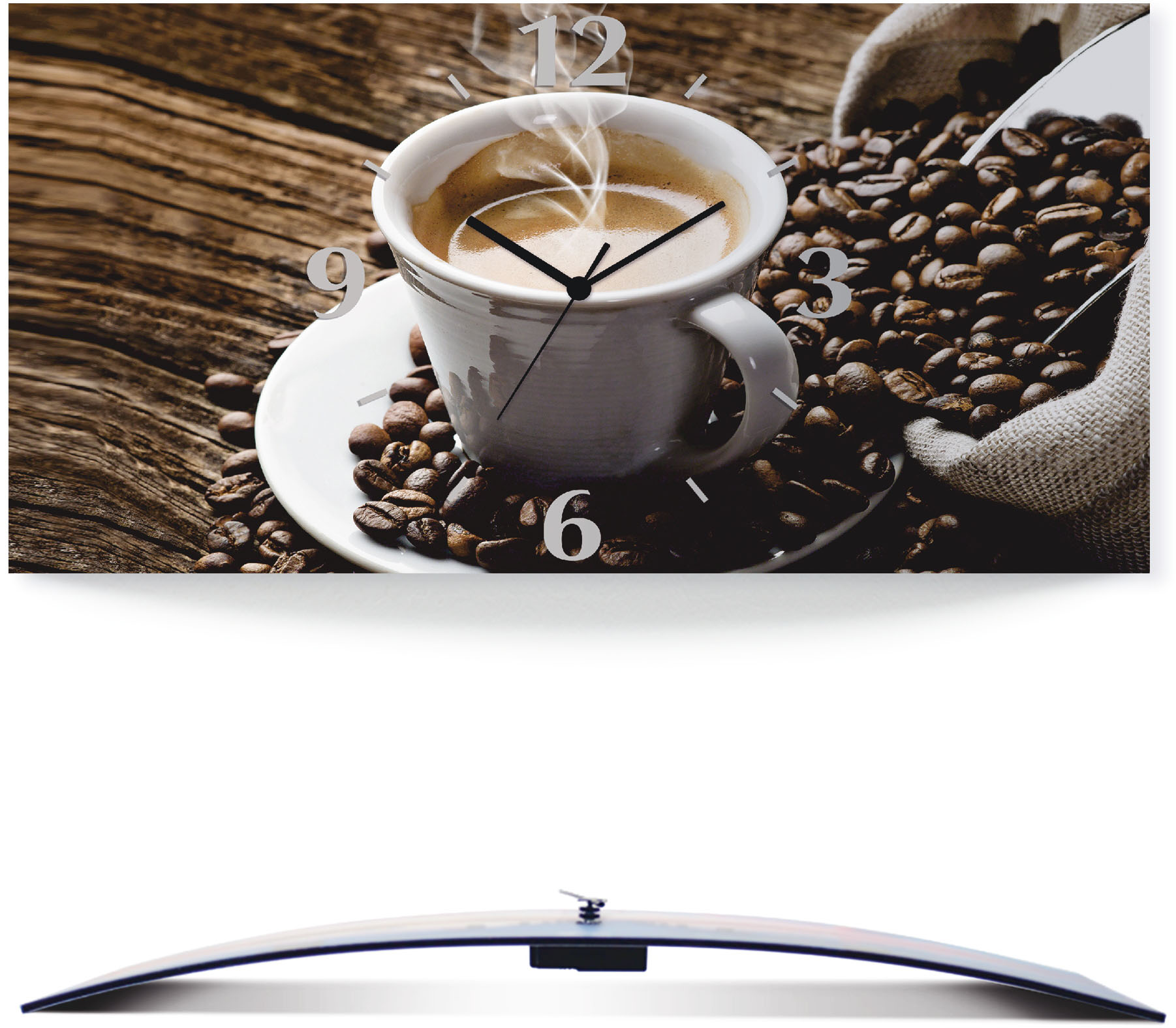 Artland Wanduhr "Heißer Kaffee - dampfender Kaffee" wahlweise mit Quarz- oder Funkuhrwerk, lautlos ohne Tickgeräusche