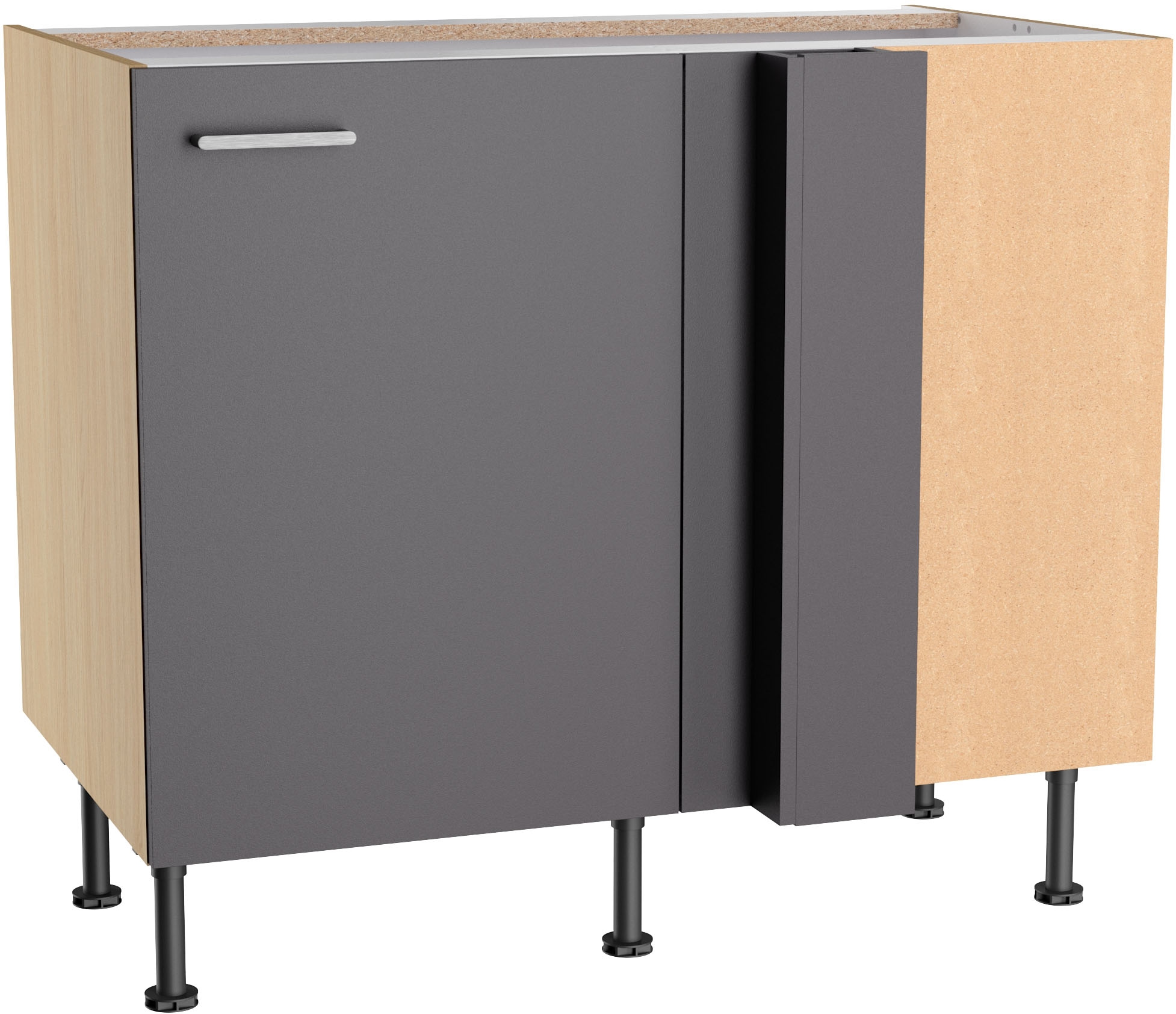 KOCHSTATION Eckunterschrank "KS-Lucy" Breite 100 cm, mit 1 Tür, Soft-Close, höhenverstellbare Füße