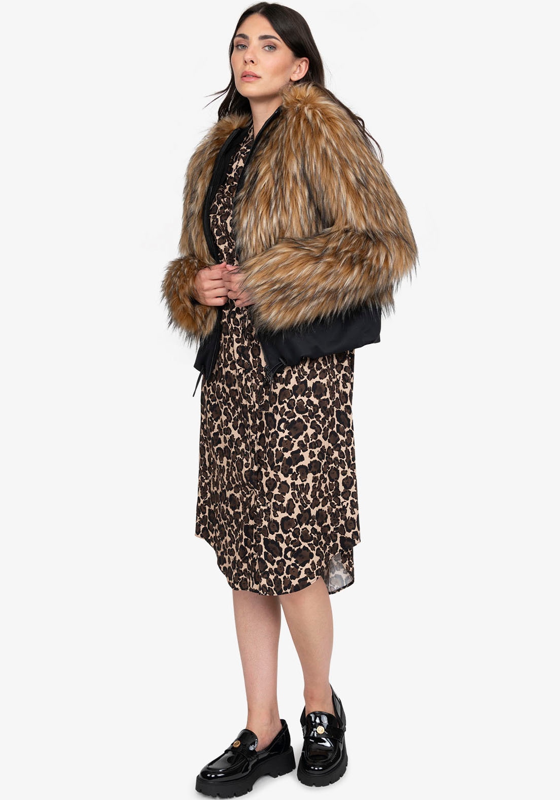 Sportalm Kitzbühel Fellimitatjacke mit Kapuze Regular fit mit Rundhalsausschnitt