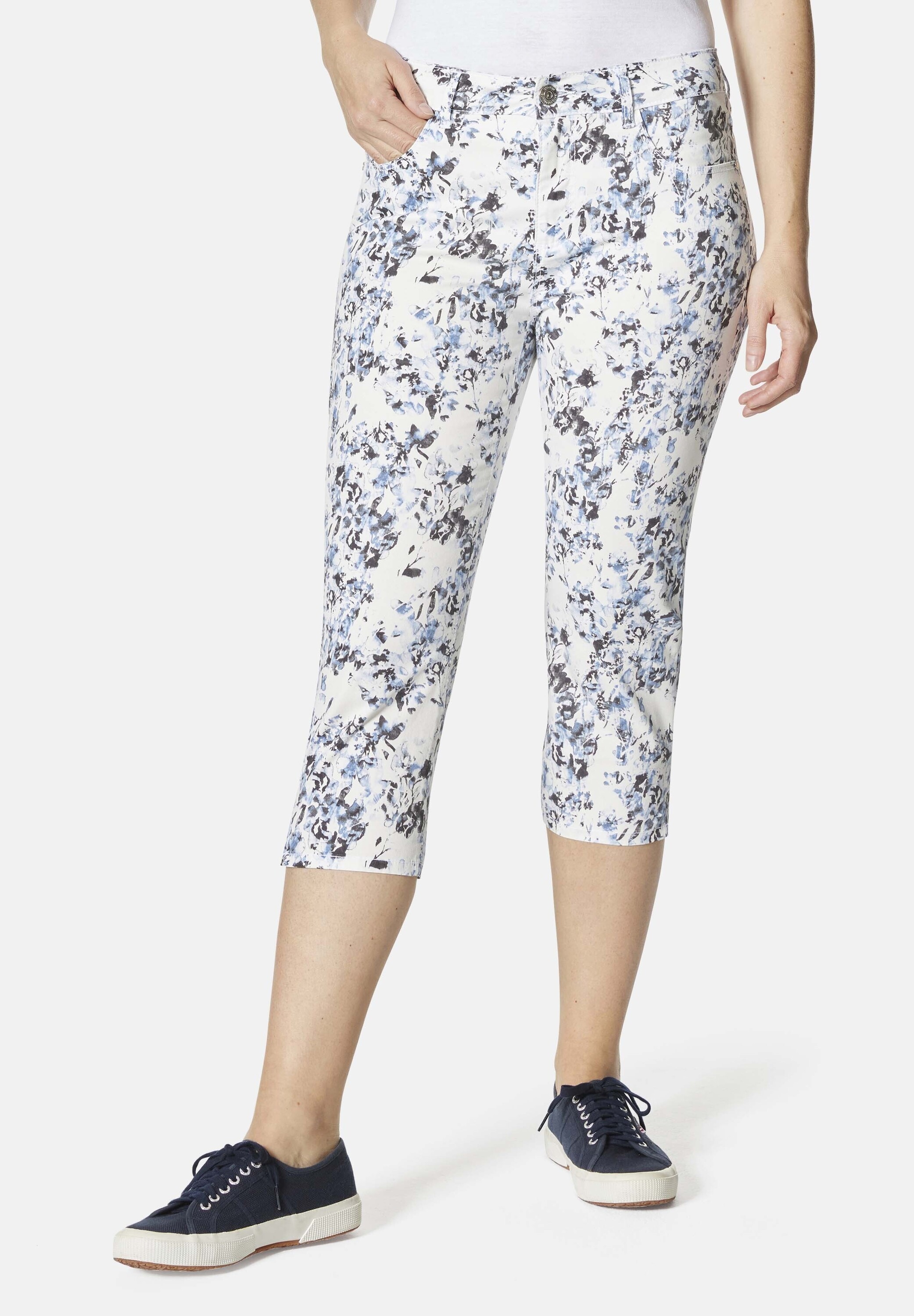 STOOKER WOMEN 7/8-Hose "Tahiti Print Capri Slim Fit", Capri Slim Fit Casual Clean Wash Twill Coloured für Damen